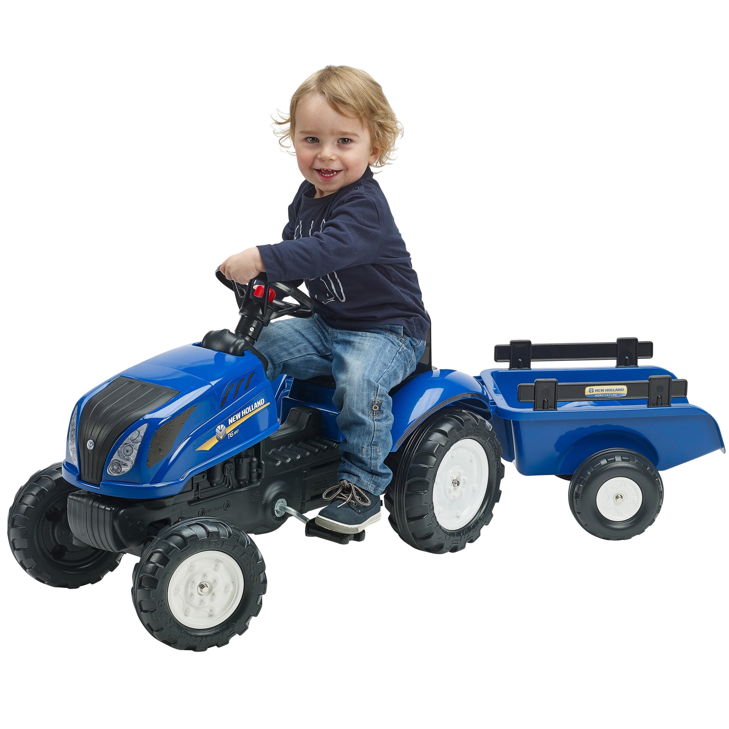 Falk New Holland Pedal Tractor With Trailer And Opening Bonnet 2-5 Years