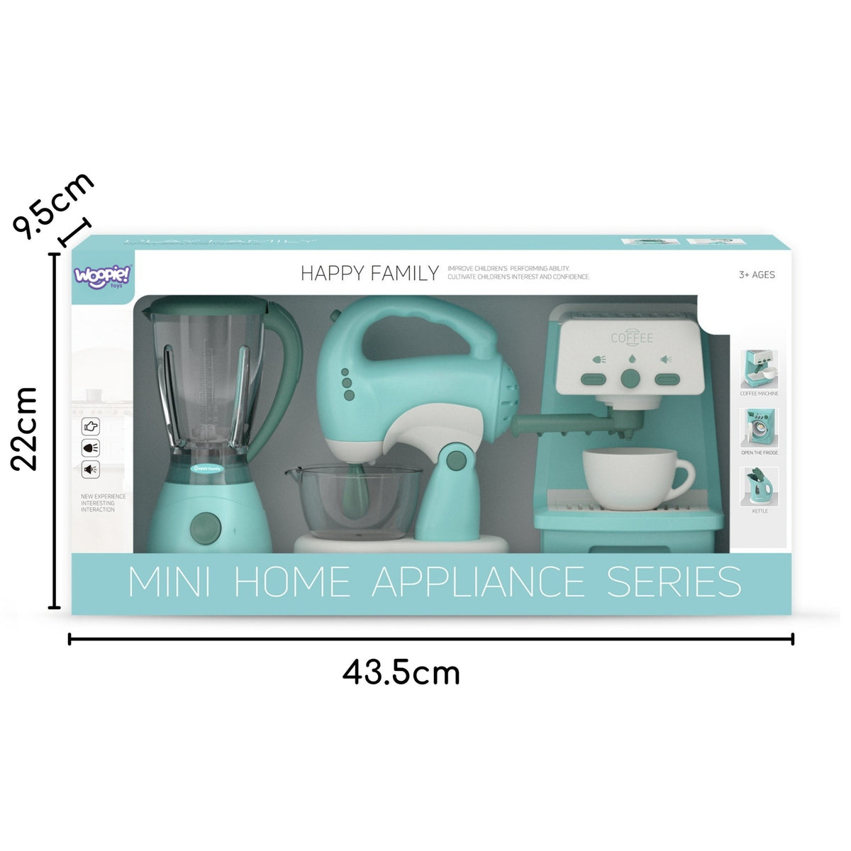 Woopie 3-in-1-Haushaltsgeräte-Set: Kaffeemaschine, Mixer, Mixer, Ton- und Lichteffekte