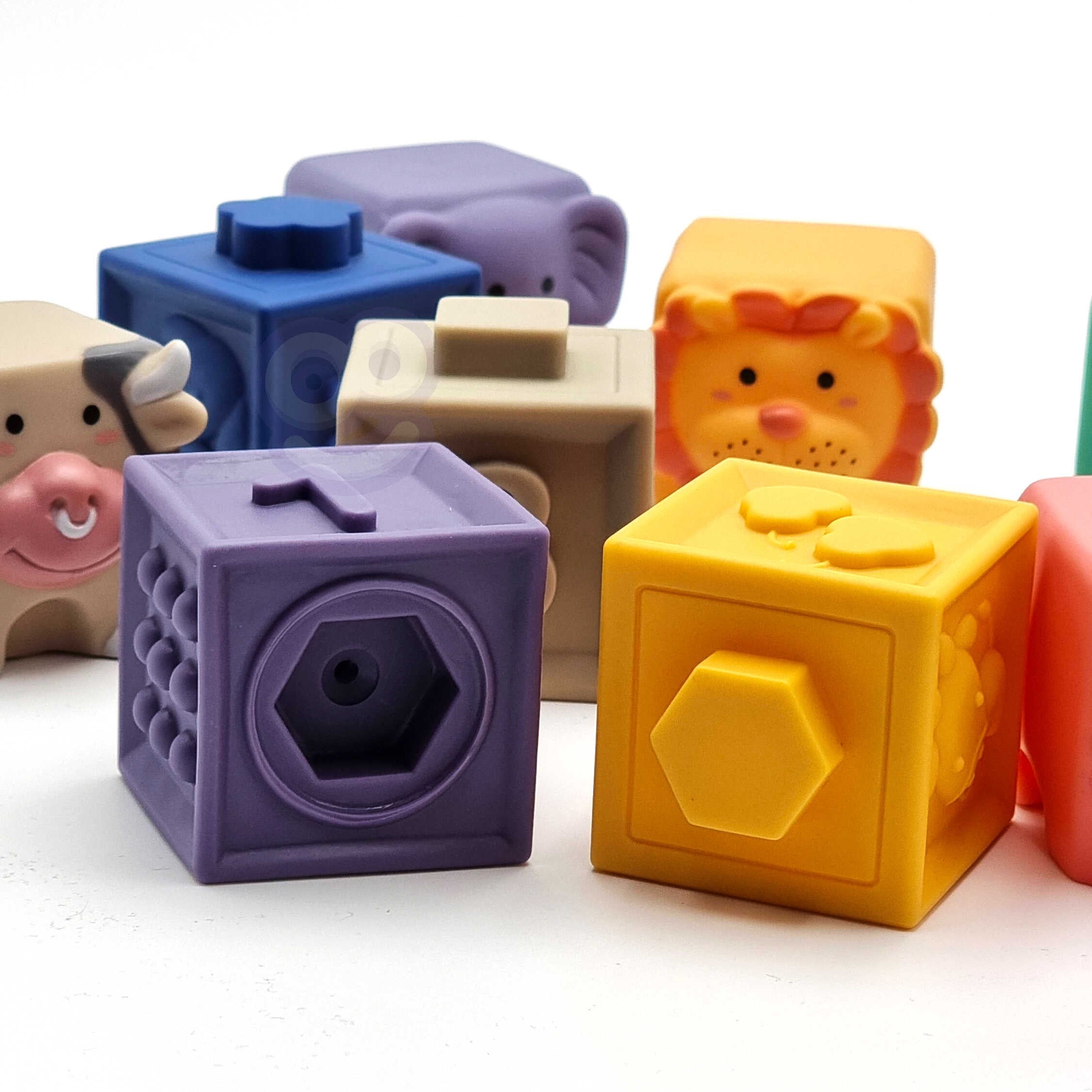 Woopie Bébé Blocs Sensoriels Squeeze Puzzle Apprentissage Sonore Comptage 12 Pcs.