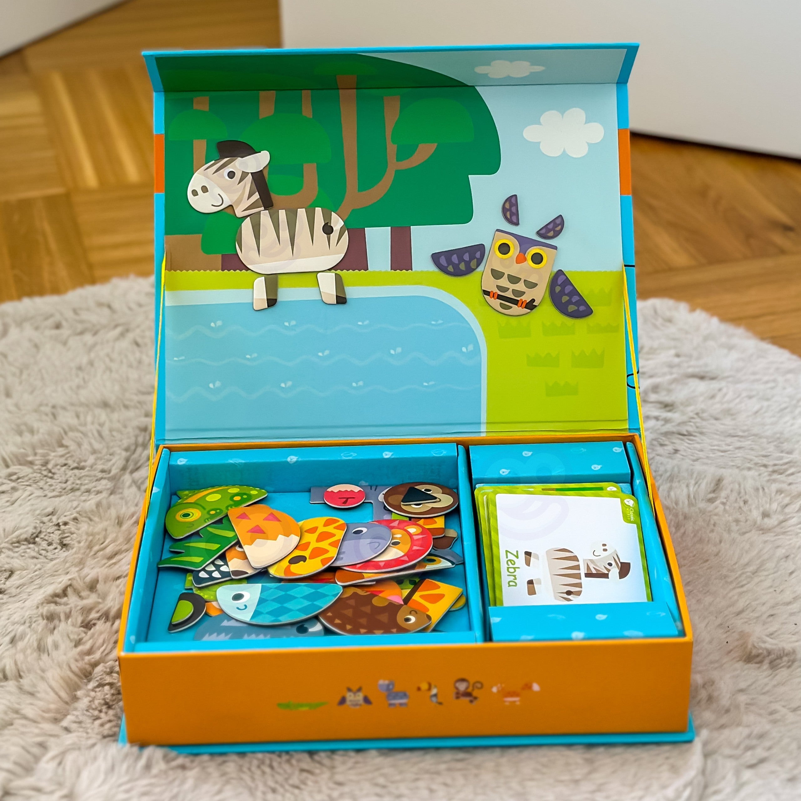 Puzzle magnétique du monde classique, blocs de planche d'animaux, puzzle de mémoire, 60 pièces.