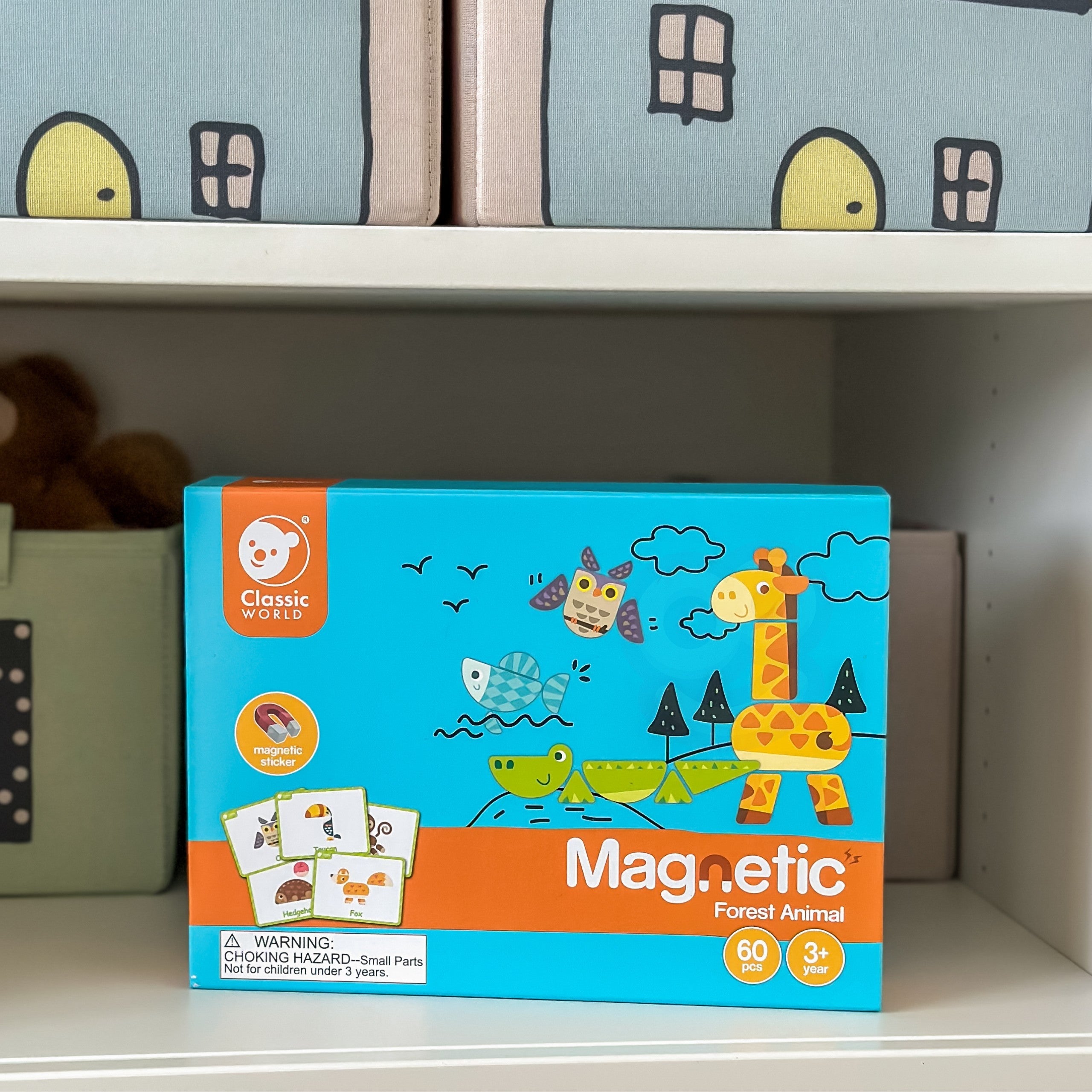 Puzzle magnétique du monde classique, blocs de planche d'animaux, puzzle de mémoire, 60 pièces.
