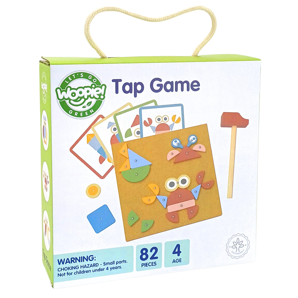 Woopie Puzzle Martello per Chiodare in Legno Verde 20 Modelli 82 Pezzi.