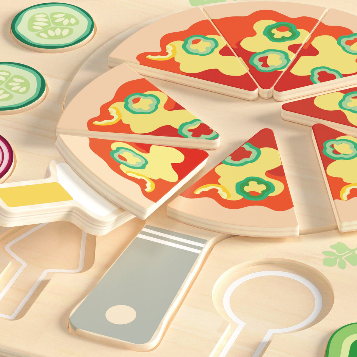 Classic World Puzzle de Madera para Cortar Pizza y Verduras 22 Piezas.