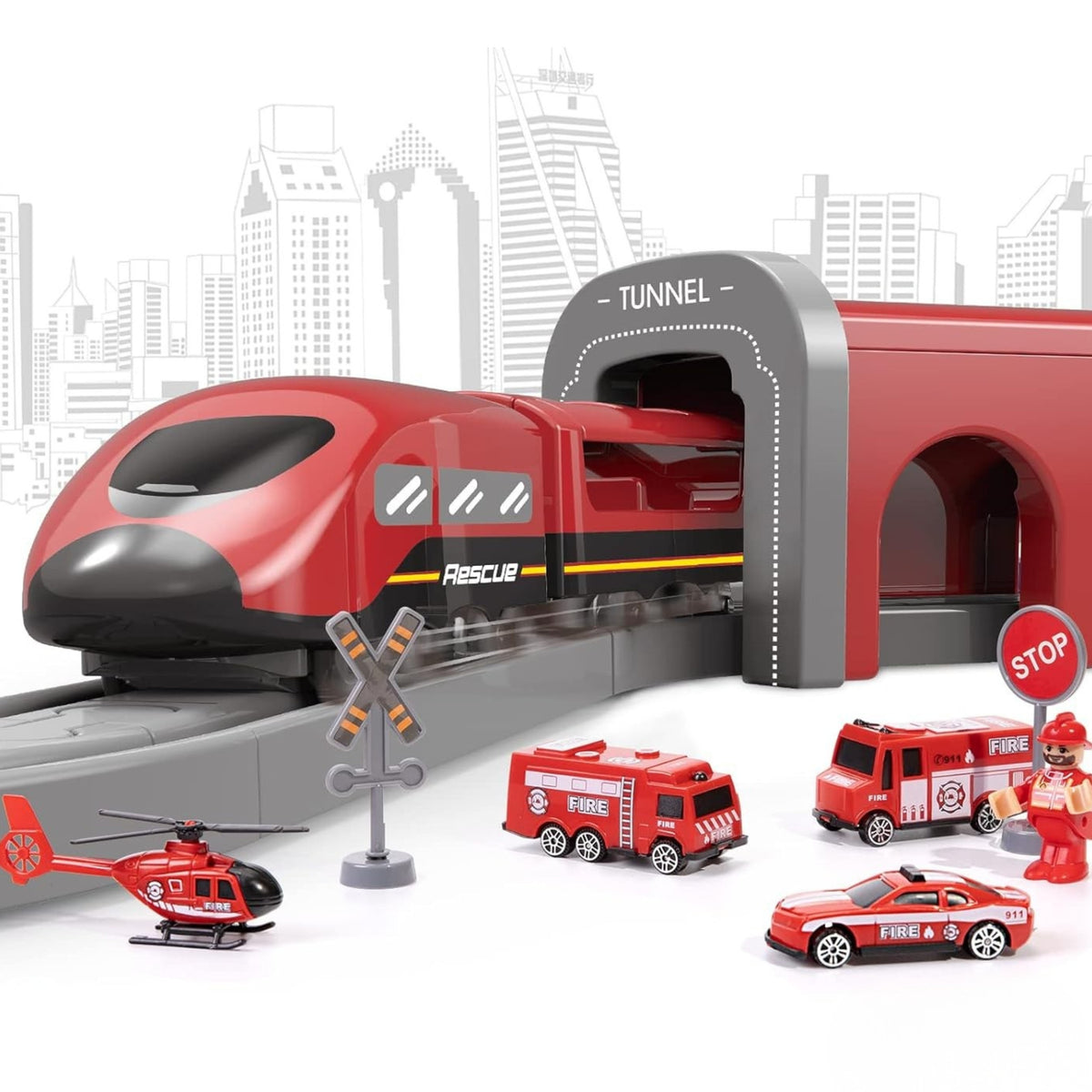 Woopie Pendolino Coffret Train Électrique Pompiers 66pcs.