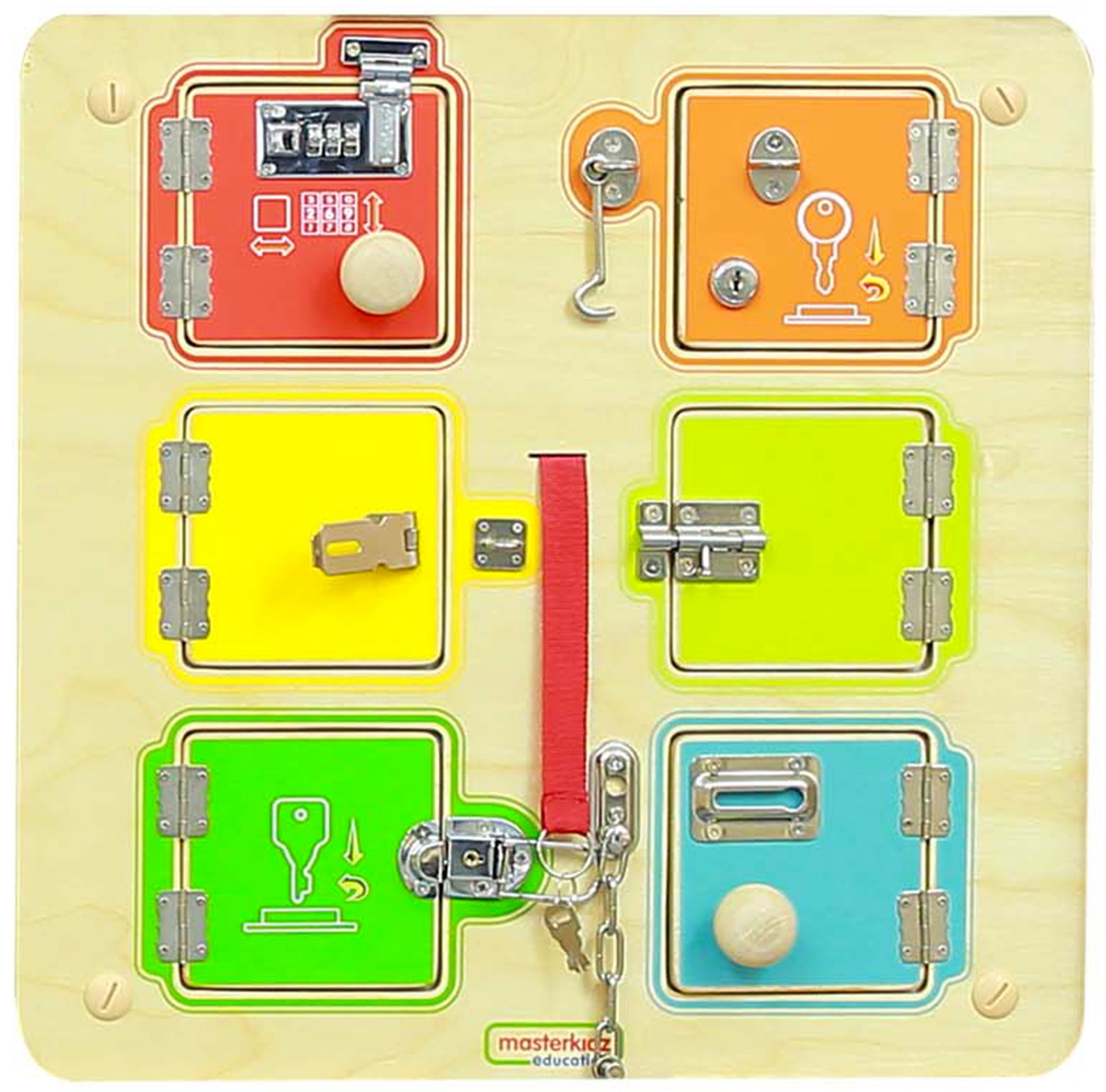Masterkidz Учене за отваряне и затваряне на ключалки Стенна манипулативна дъска