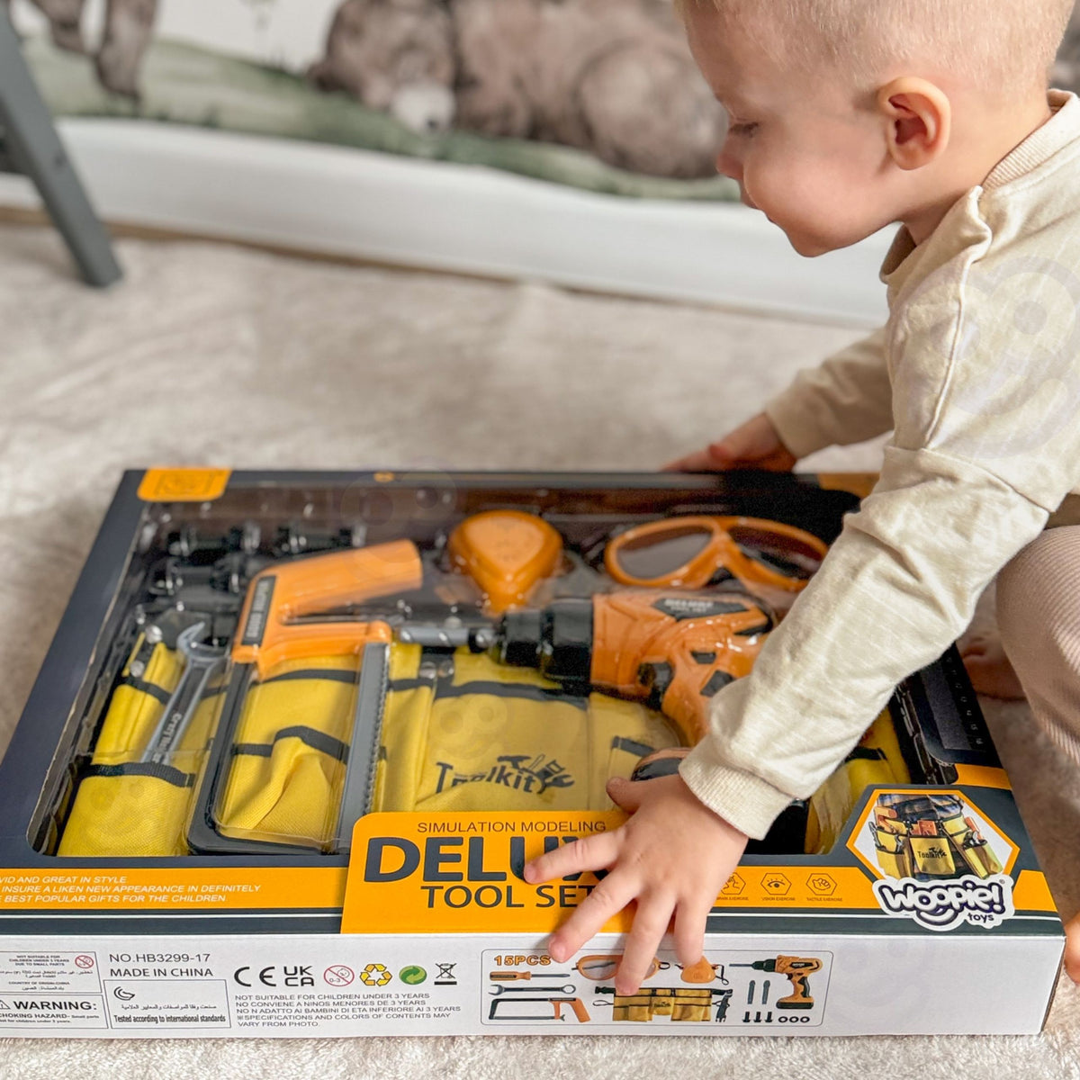 Комплект инструменти Woopie Little Handyman Очила Отвертка Колан за инструменти 16 бр.