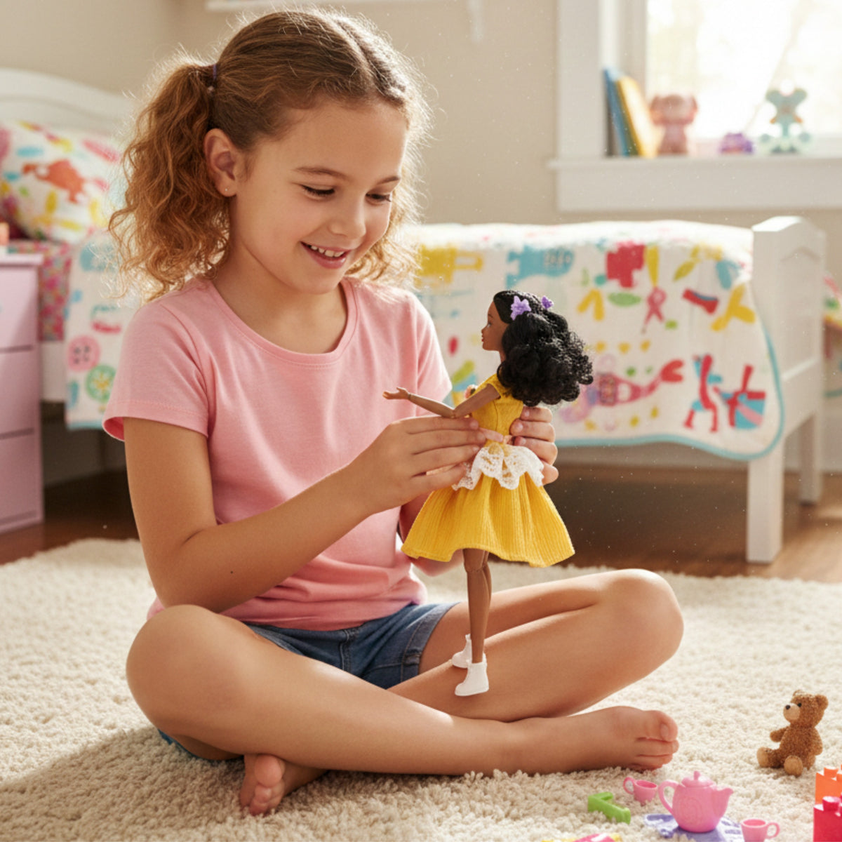 Woopie Royal Emi baba 32 cm-es divatos ruha és gyönyörű fekete haj