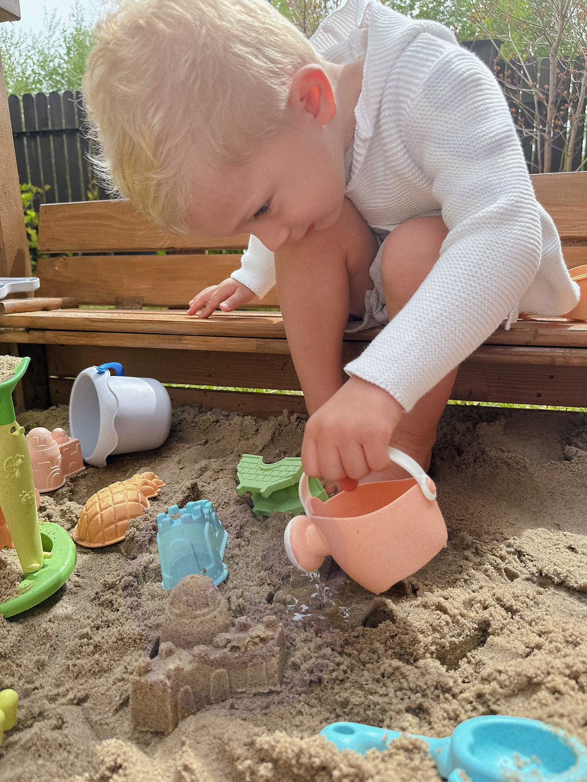 Woopie Green Sand Play Set With Cart 13 Píosa Ábhar Orgánach In-bhithdhíghrádaithe