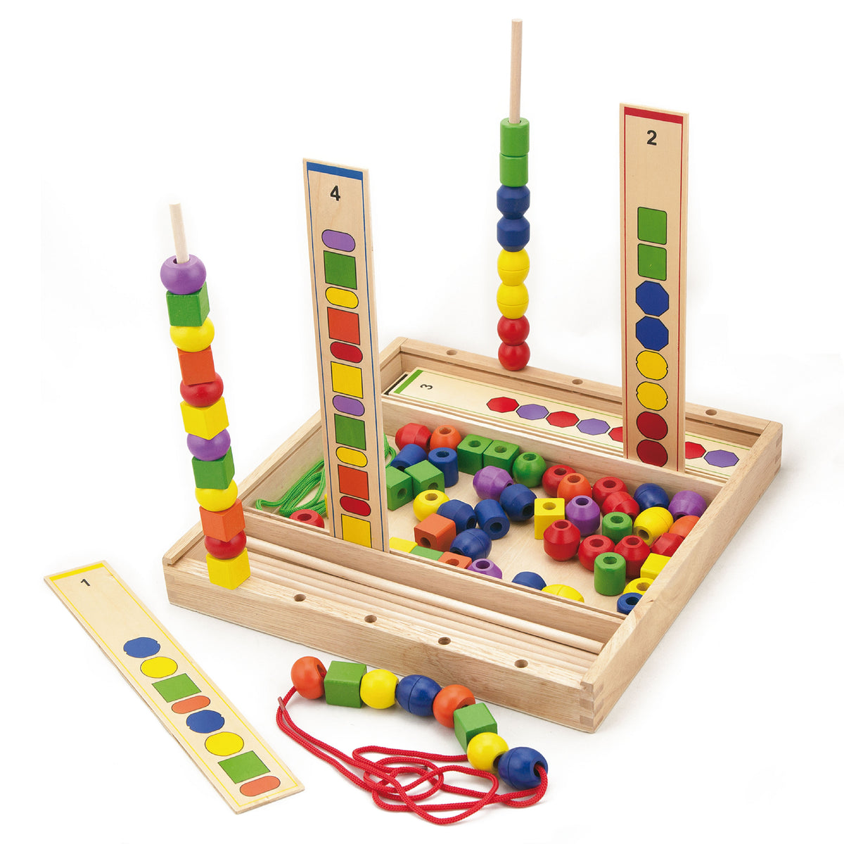 Viga Jogo Educacional De Madeira Contas Lógicas 104 Peças Montessori