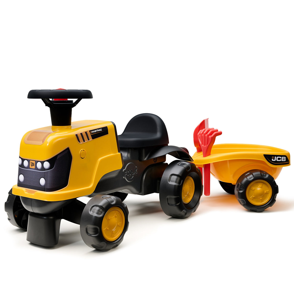 Ciągnik Falk Jcb Fastrac z łyżką i grabiami do przyczepy, 1-3 lata