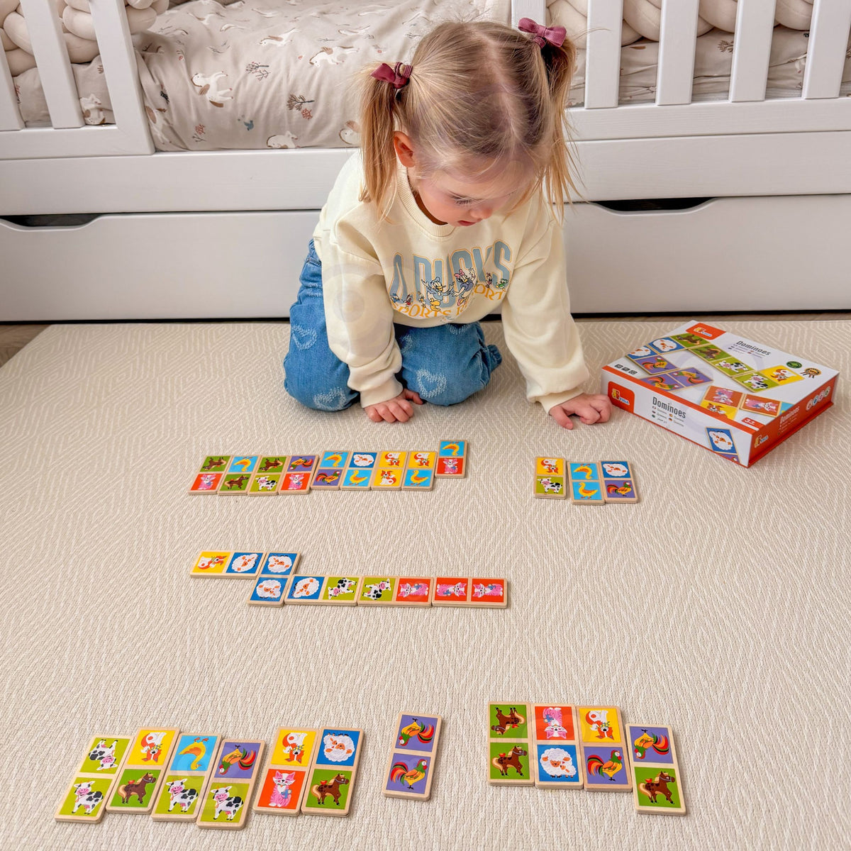 Viga Pædagogisk træ Domino Blocks Farm Game 28 Pieces Montessori