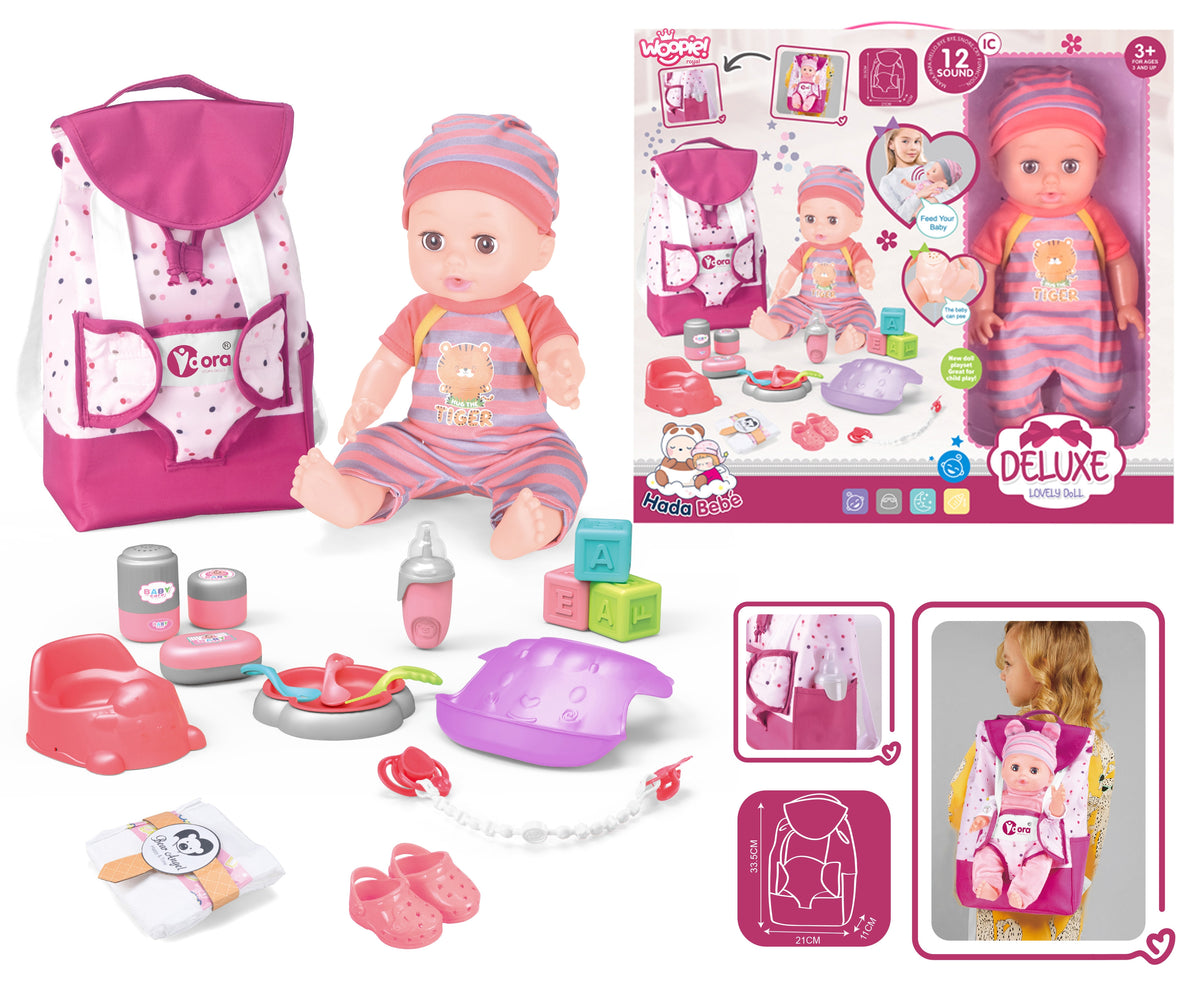 Conjunto de boneca Woopie Royal Babysitter com acessórios 19 peças.