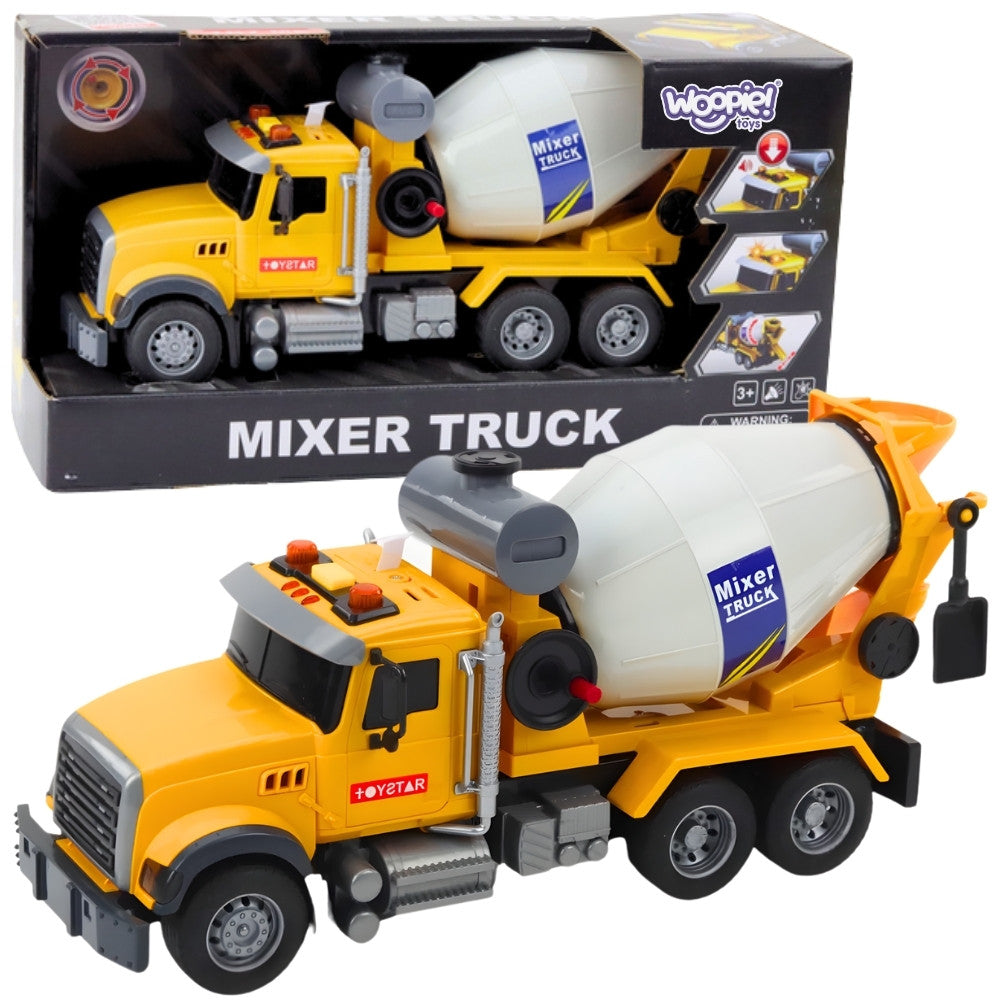 Woopie Cement Mixer Truck Rotating Drum Lights Sounds Yellow