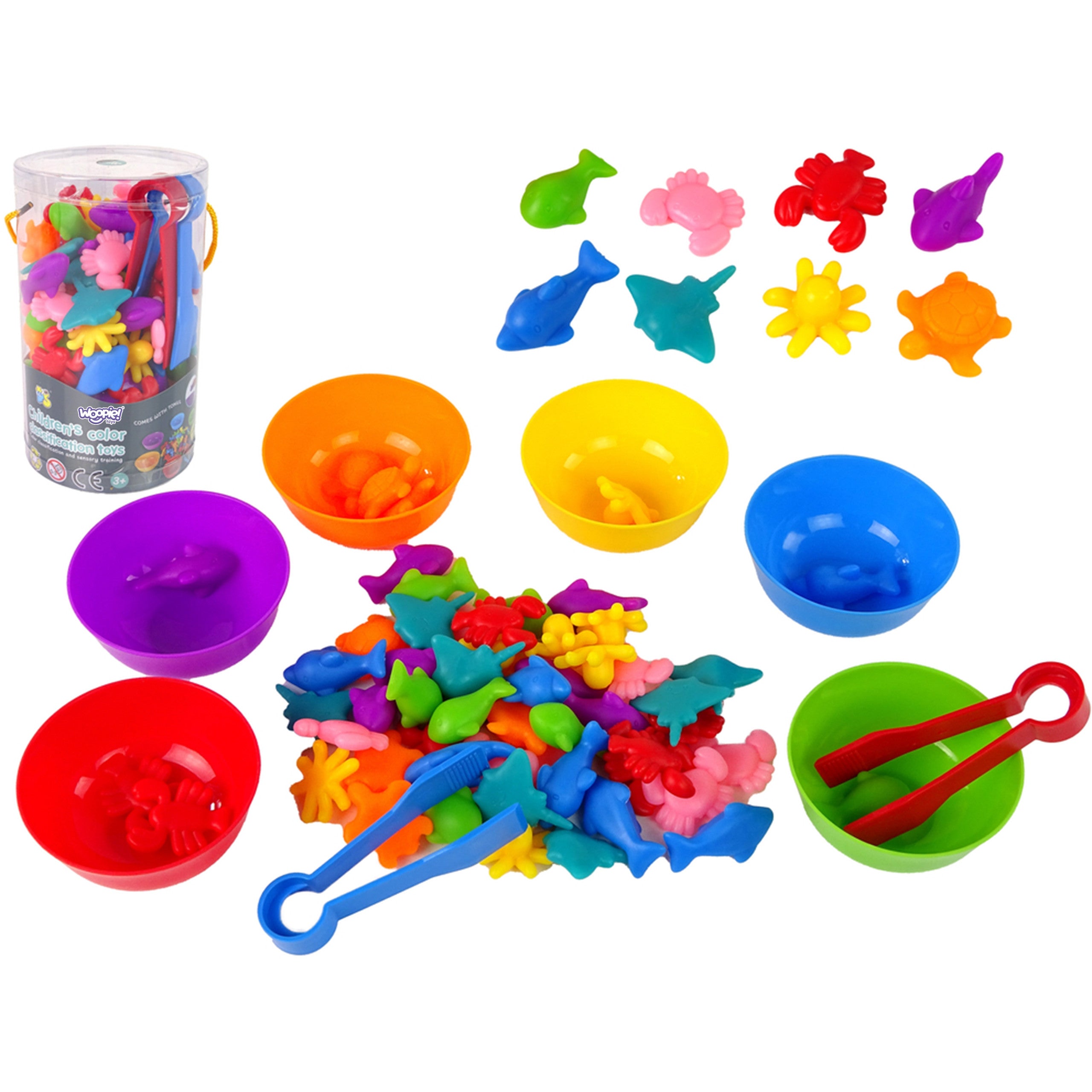 Woopie Montessori Образователна игра Цветен сортировач Sea Land 64 бр.
