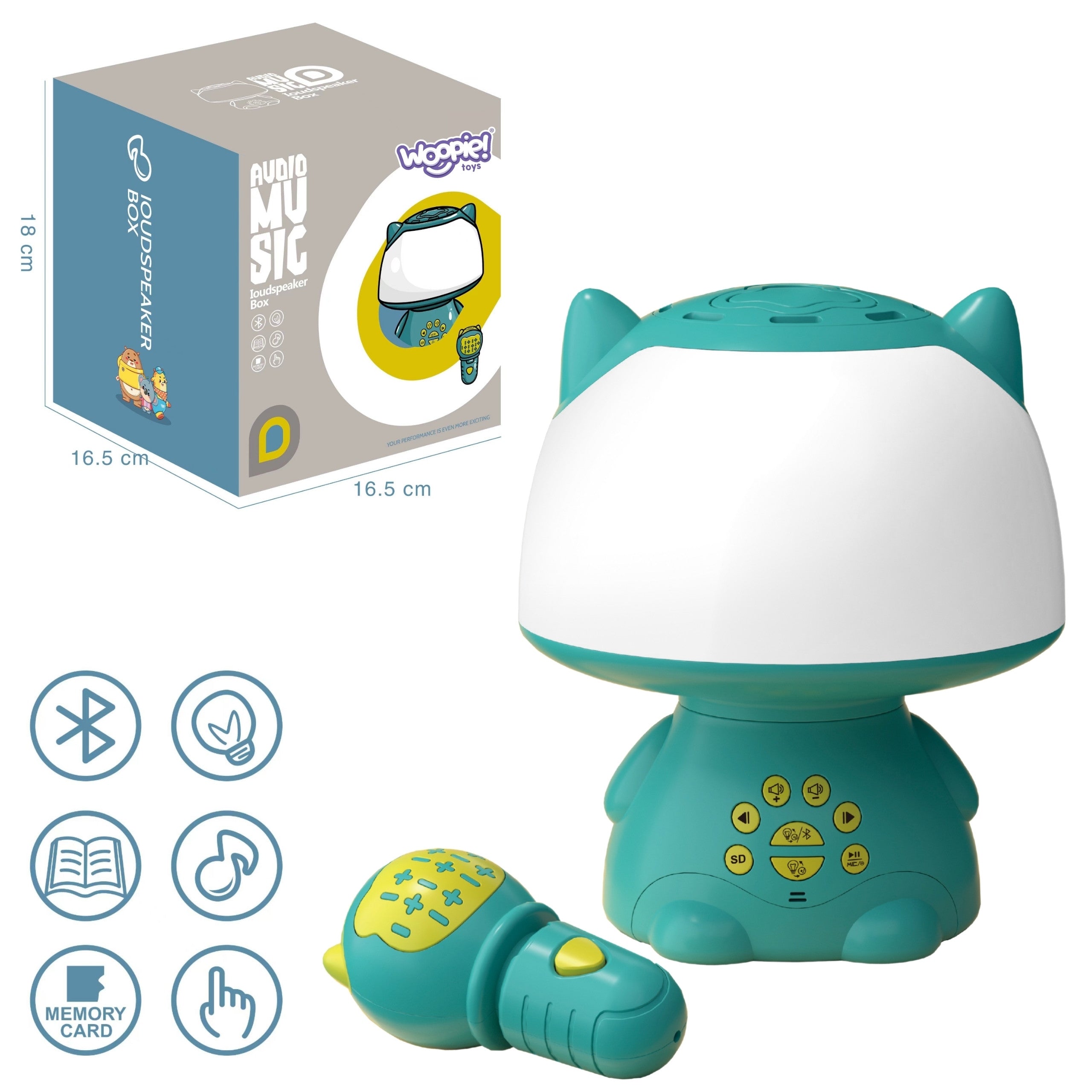Woopie Lampe Rgb Multifonctionnelle Haut-Parleur Bluetooth Karaoké Modulateur Vocal Carte SD Aux Turquoise