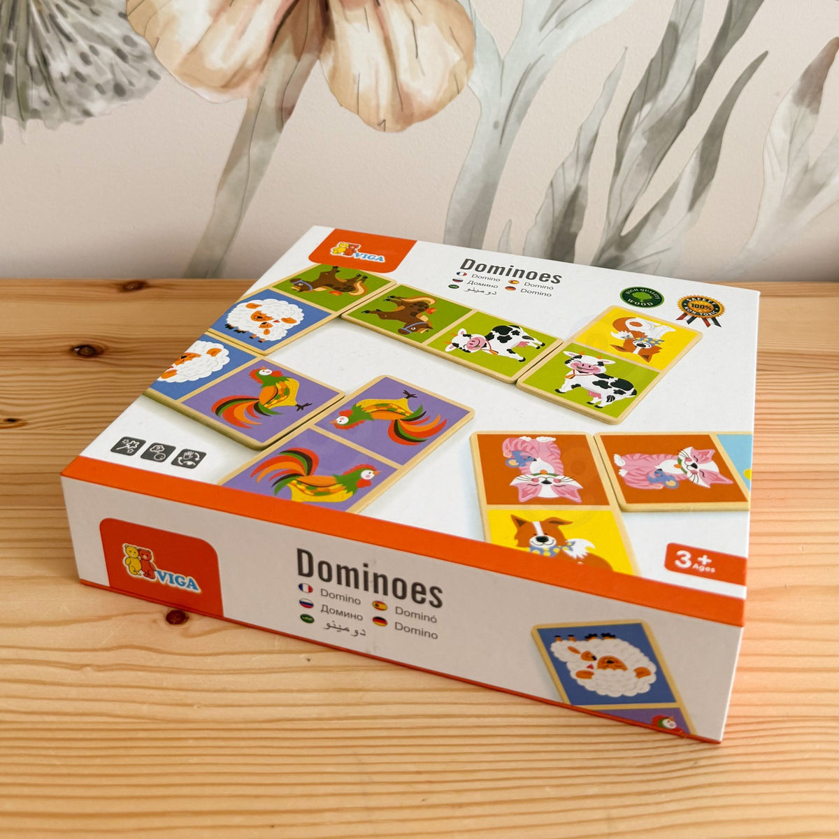Viga Pædagogisk træ Domino Blocks Farm Game 28 Pieces Montessori