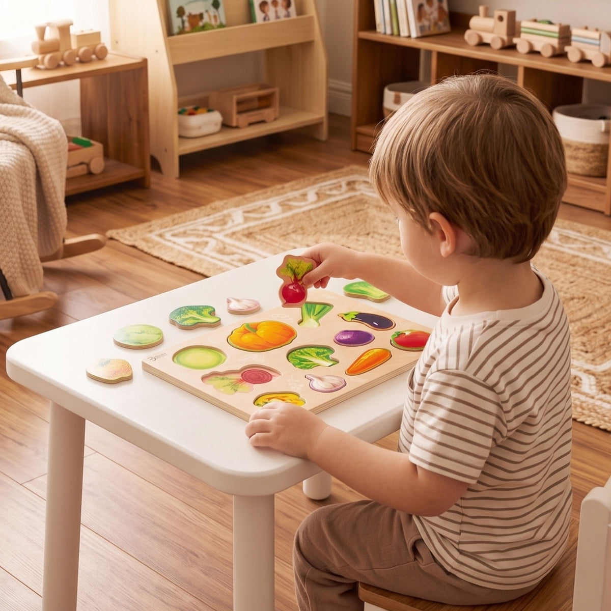 Dřevěné montessori zeleninové puzzle Classic World
