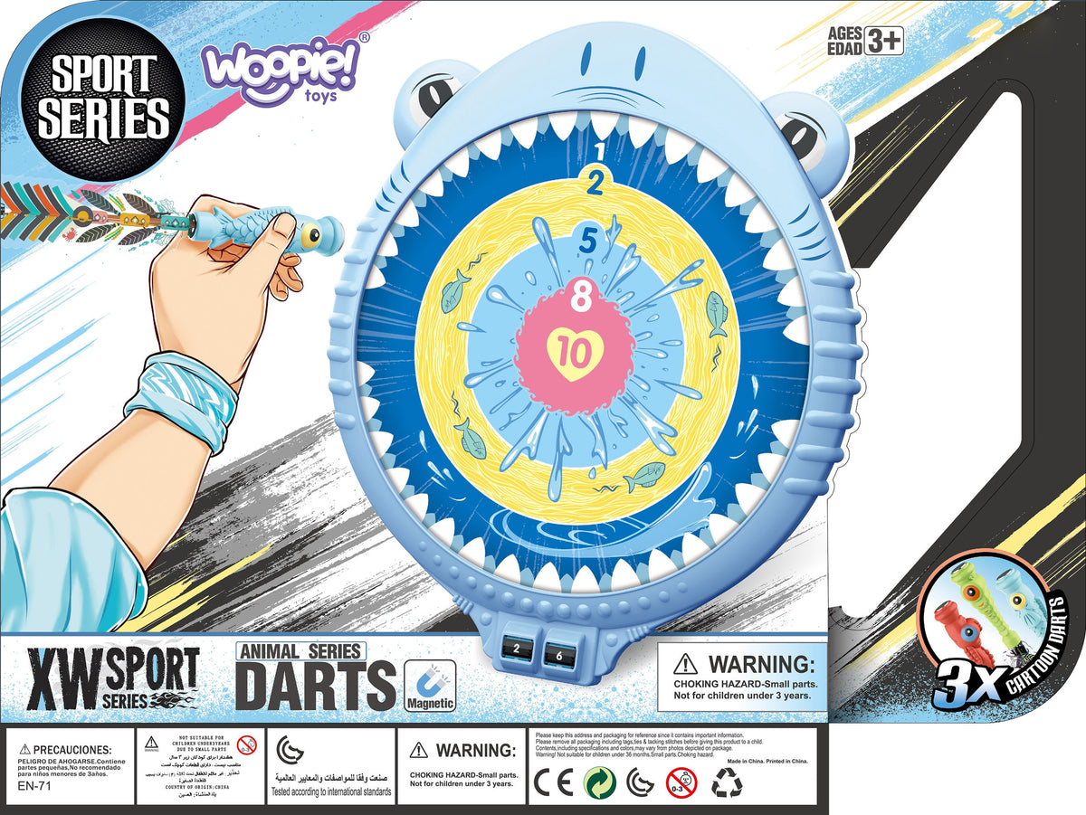 Woopie Magnetic Dart Game Bezpečná šipková deska Happy Shark