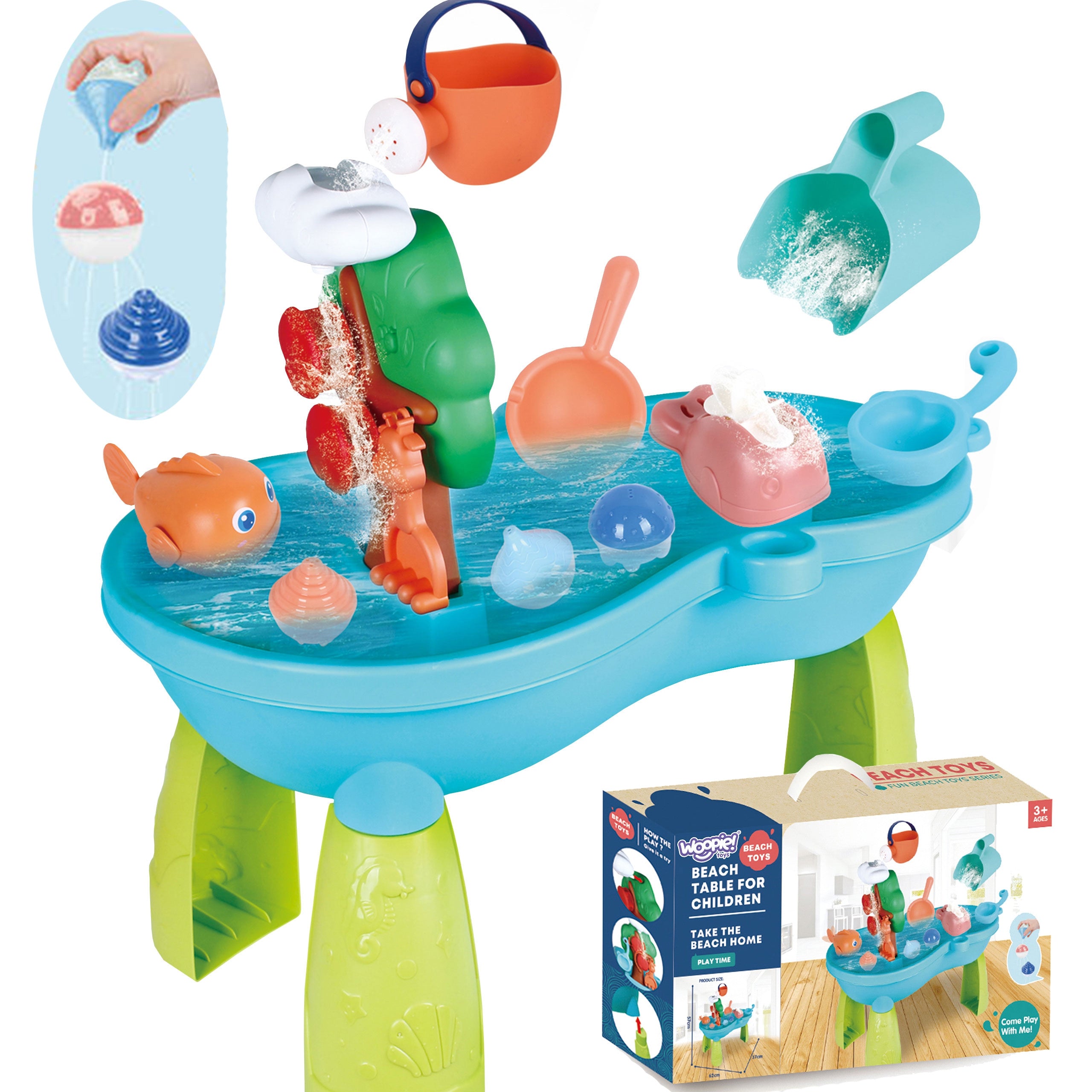 Woopie Water Table 2 In 1 Sandbox Waterfall 10 Pcs.