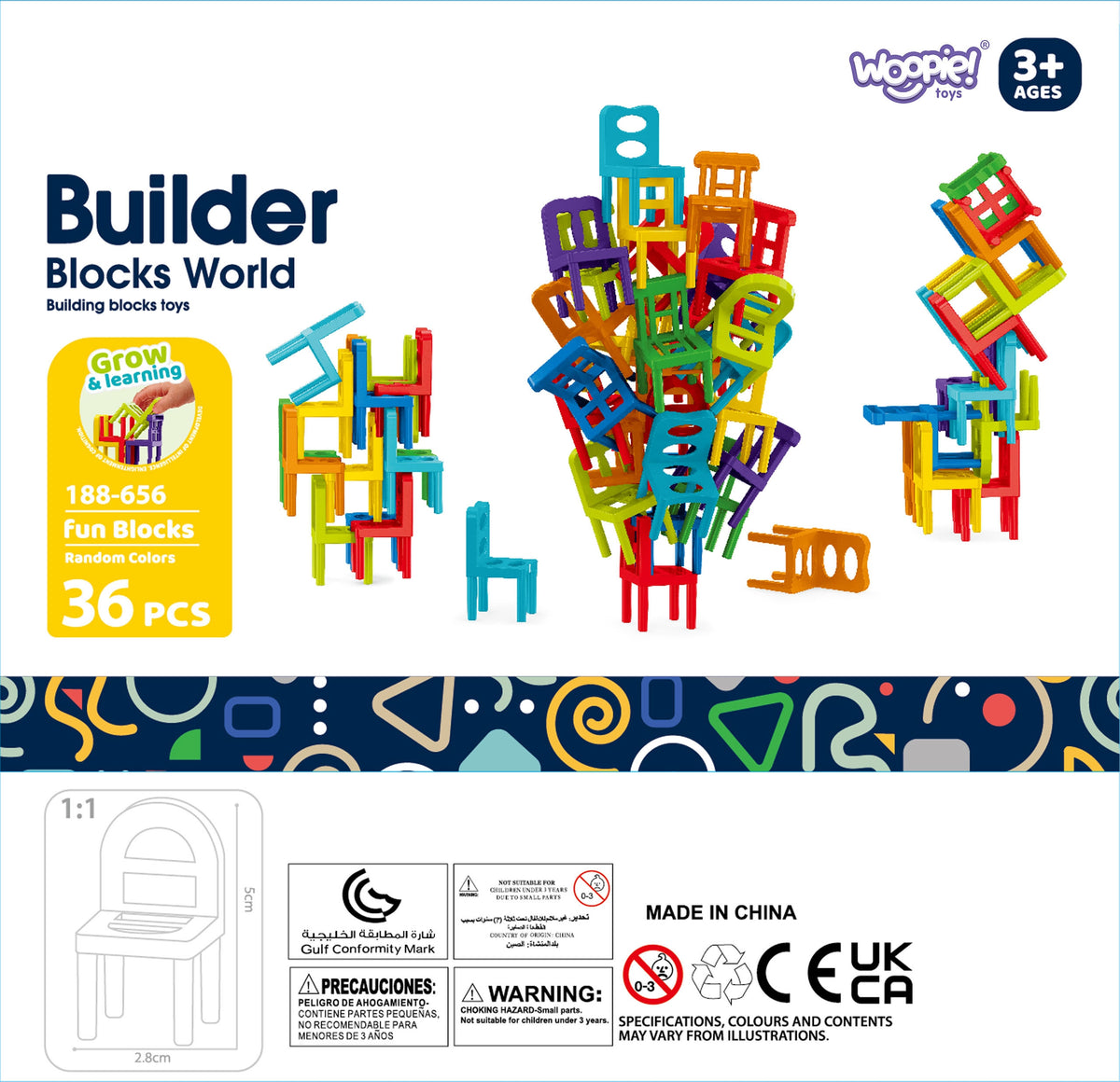 Woopie Arcade Game Block Puzzle Sedie in equilibrio 36 pezzi.