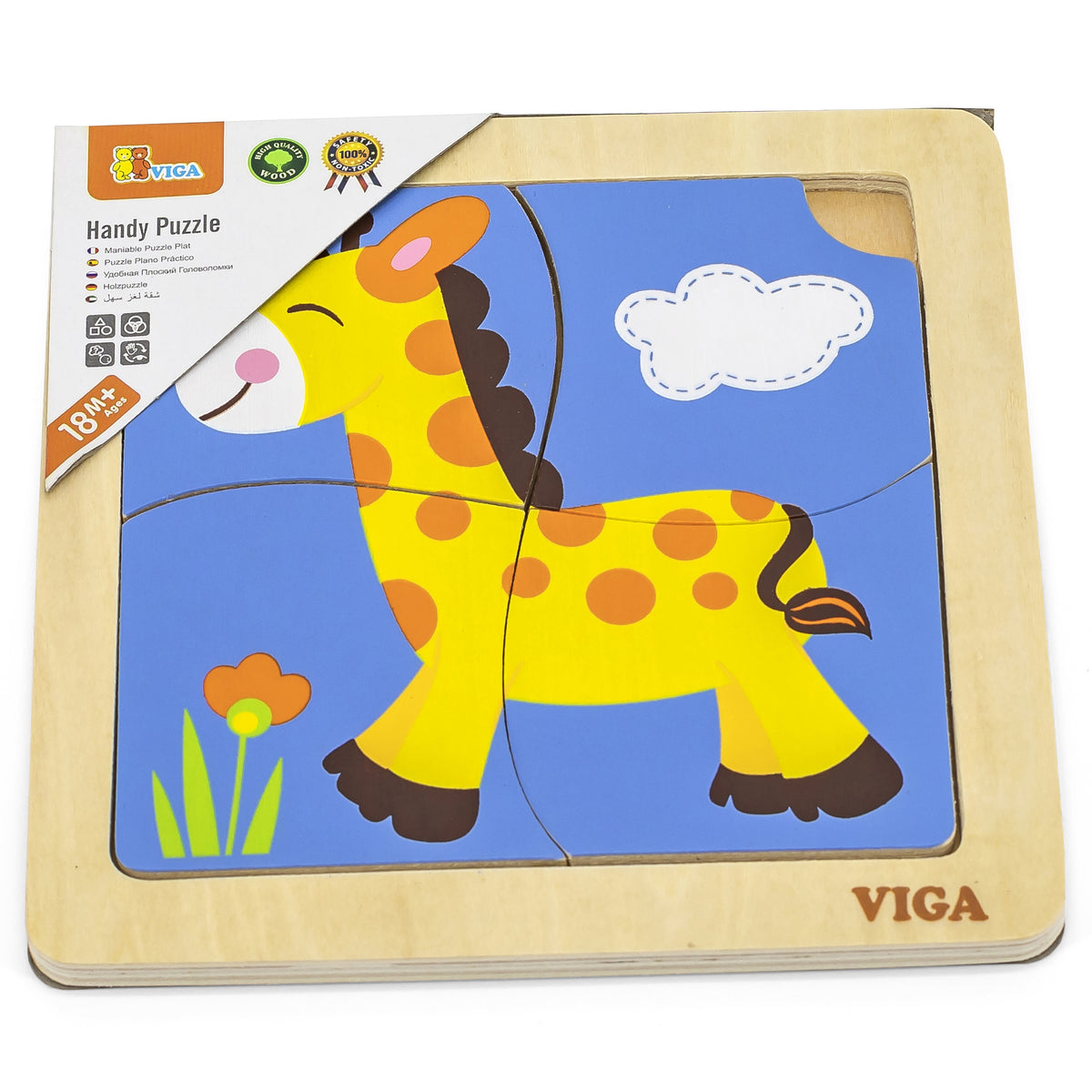 Drewniane puzzle z żyrafą Viga