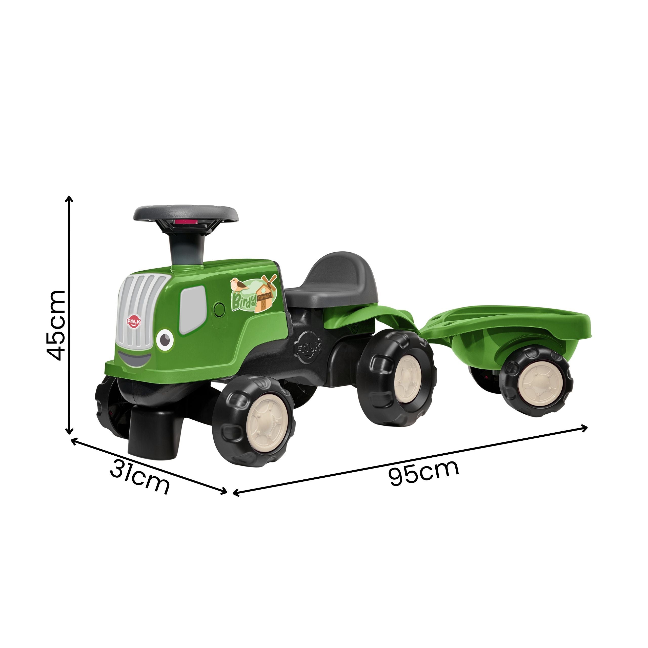 Falk Ride-on Traktor s přívěsem Birdy Farm Green 1-3 roky
