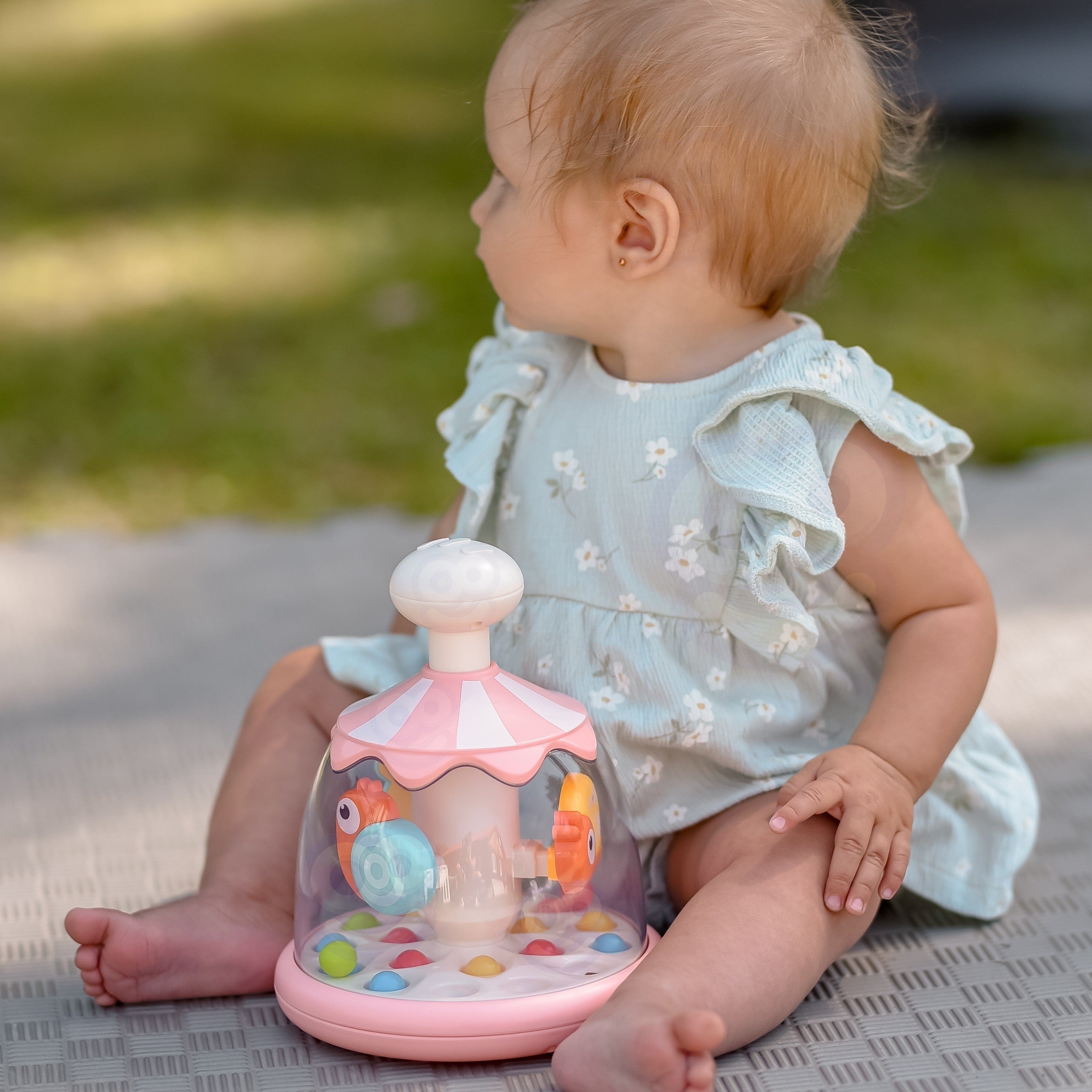 Woopie Baby Цветни животни Розов въртящ се топ с топки Въртележка