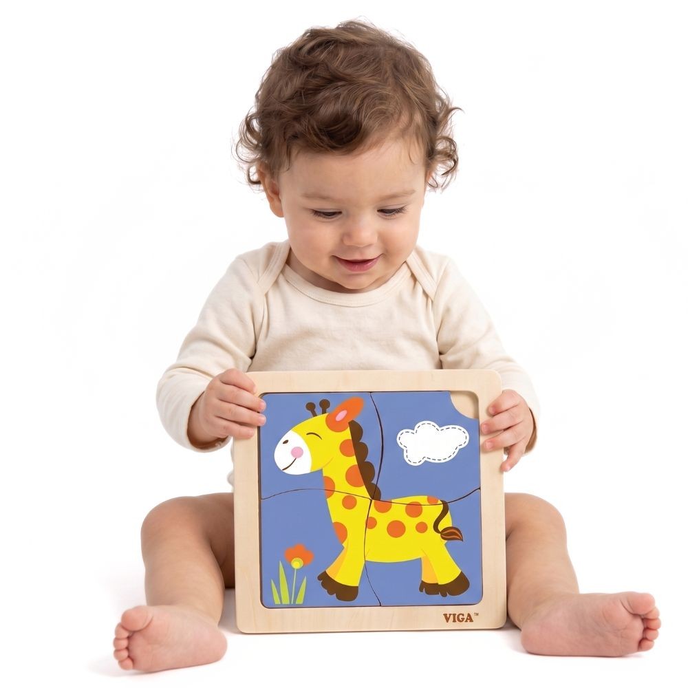 Drewniane puzzle z żyrafą Viga