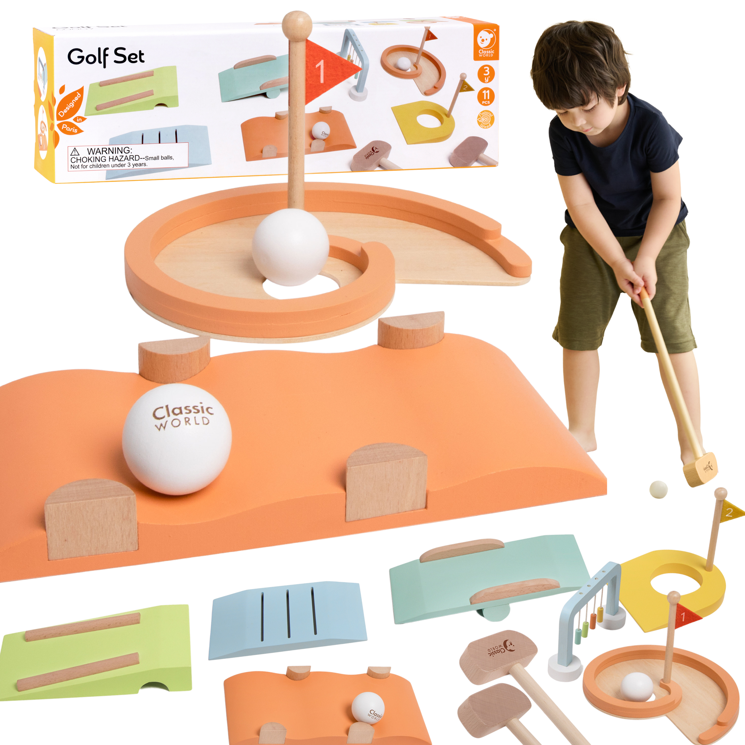 Classic World Wooden Golf Set Various Obstacles