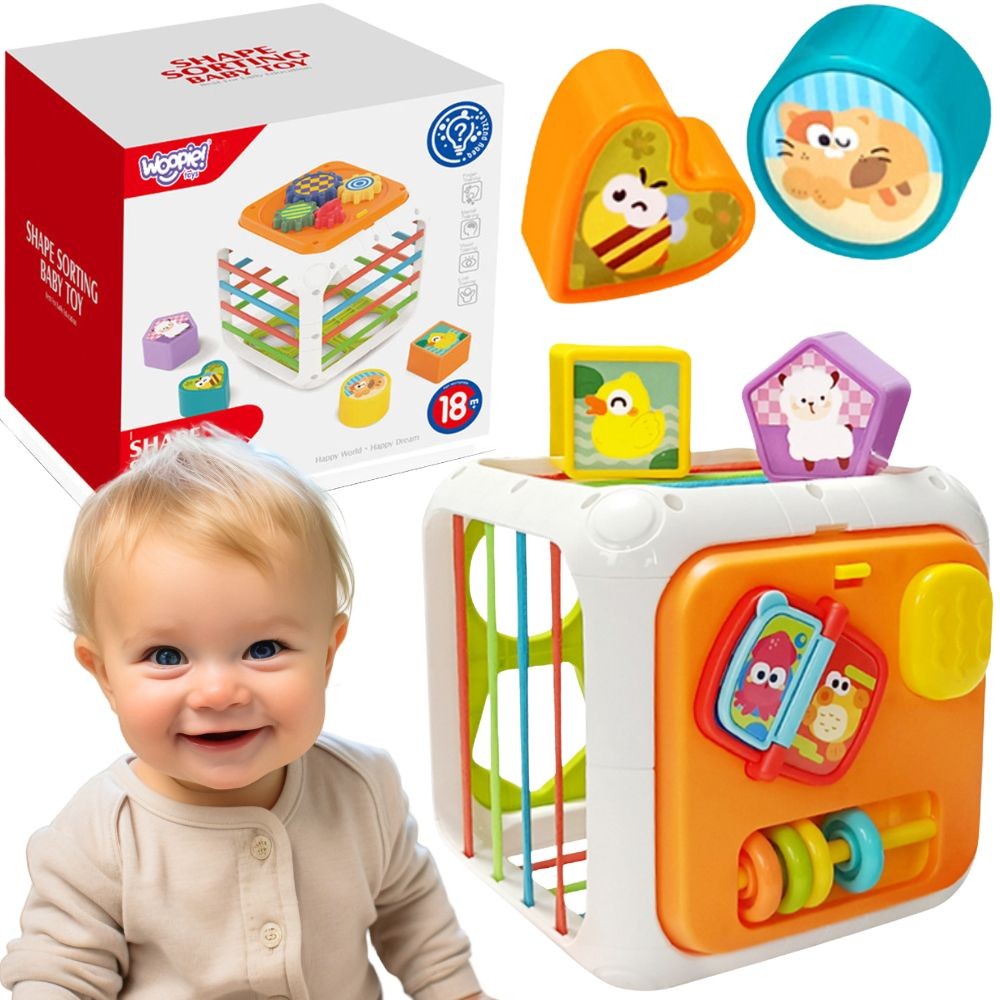 Sortownik kostek edukacyjnych Woopie 4 w 1 kształtach 18m+