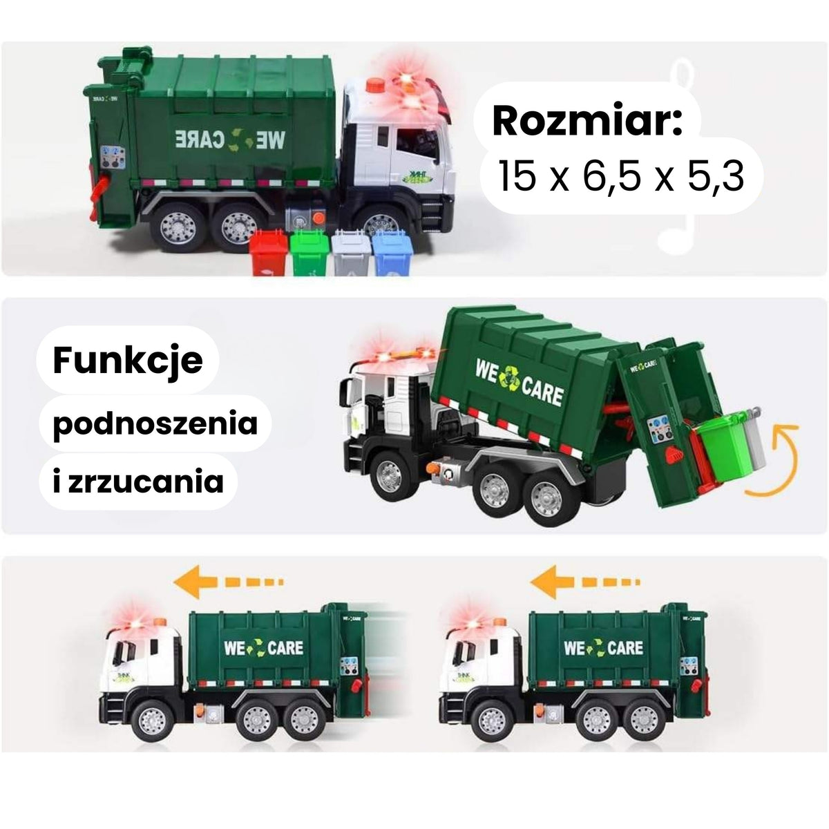 Woopie szemétszállító teherautó szemétleválasztás – 1:10 méretarány