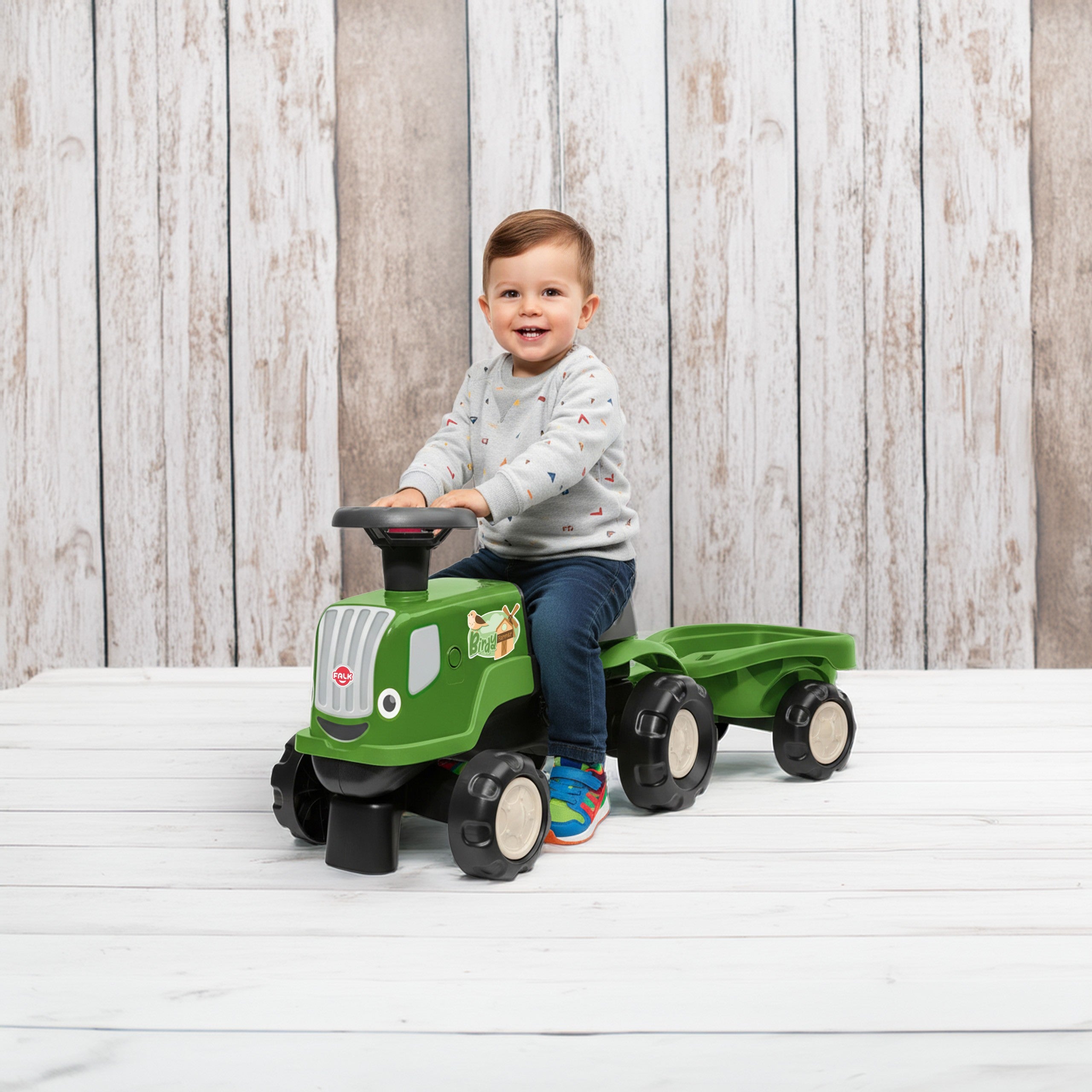 Falk Ride-on Traktor s přívěsem Birdy Farm Green 1-3 roky
