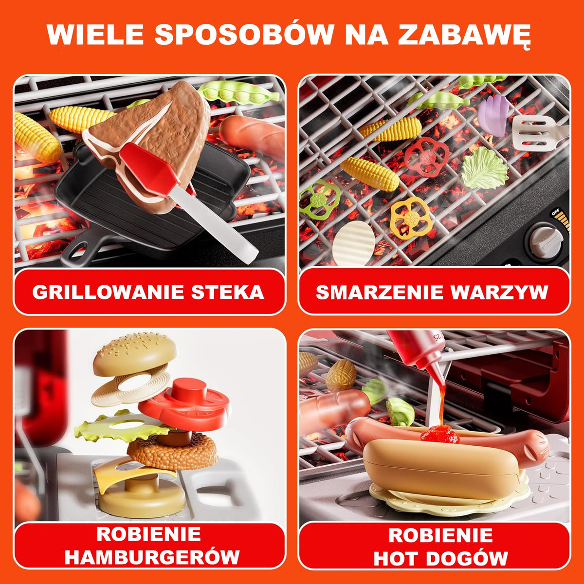 Woopie Grill Barbecue Garden Kitchen Kitchen Interactive Led Set Xl 31 Pcs.