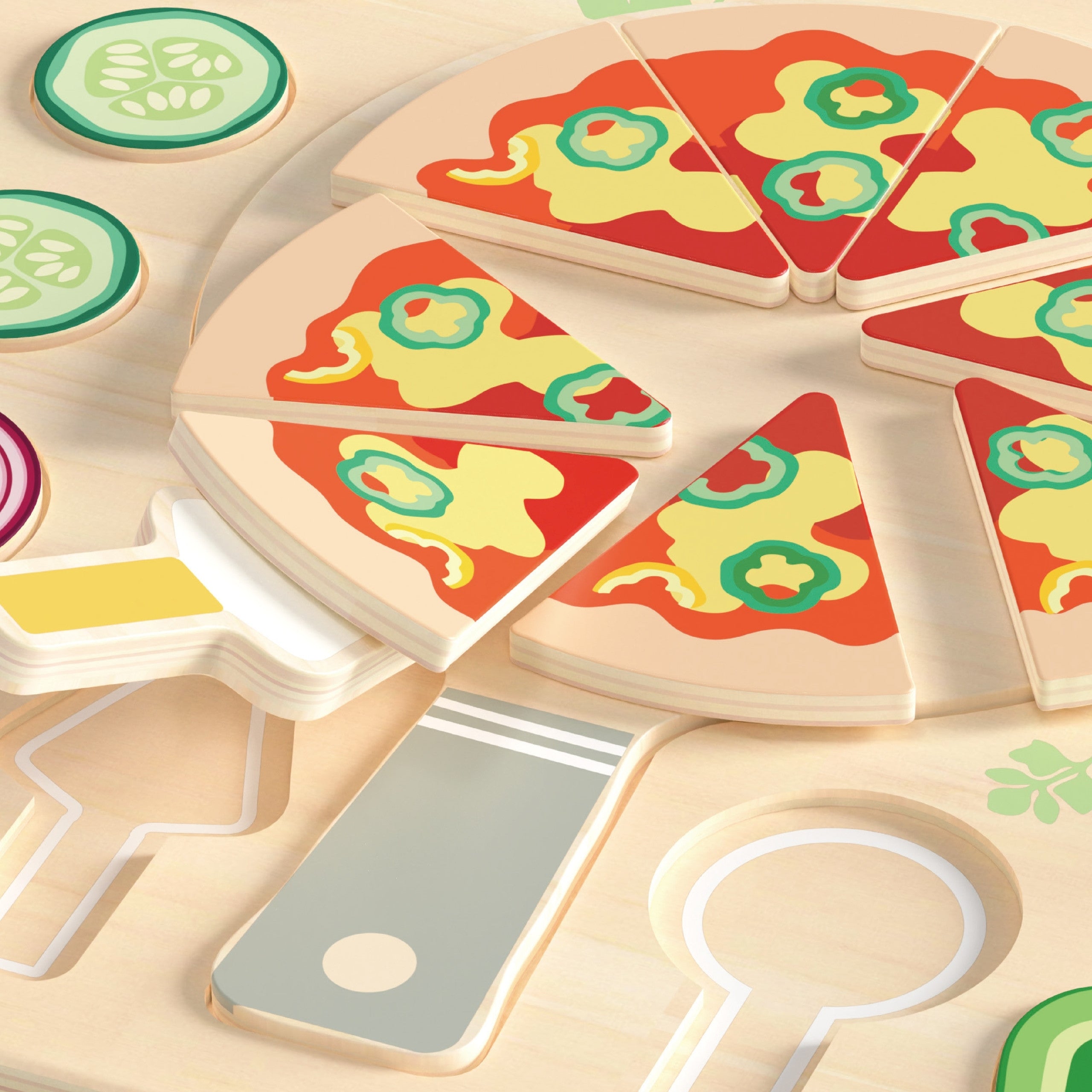 Classic World Houten Pizzasnijder Groentenpuzzel 22-delig.