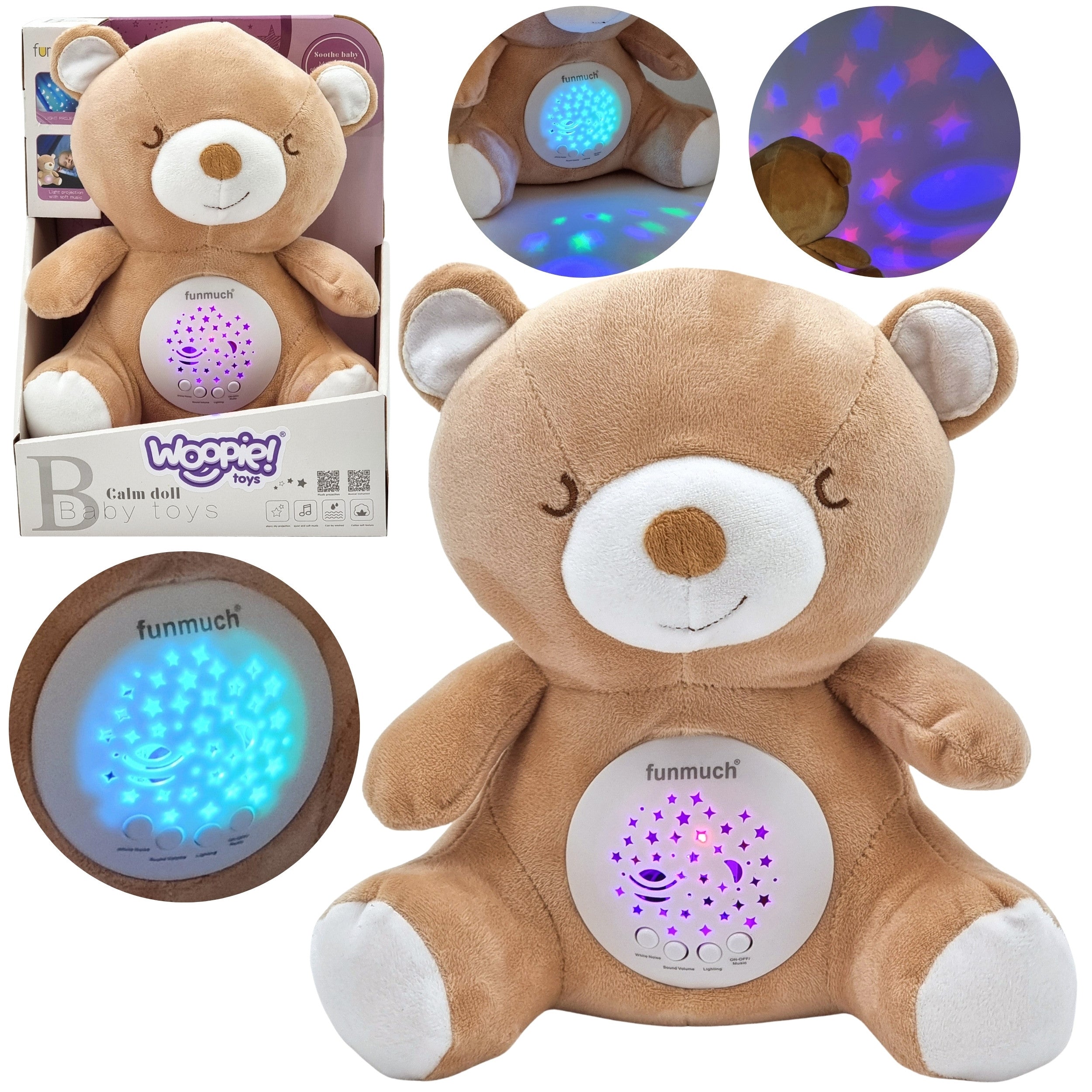 Woopie Baby 2-in-1 Teddy Bear Sleeping Toy Projector - 10 Lullabies
