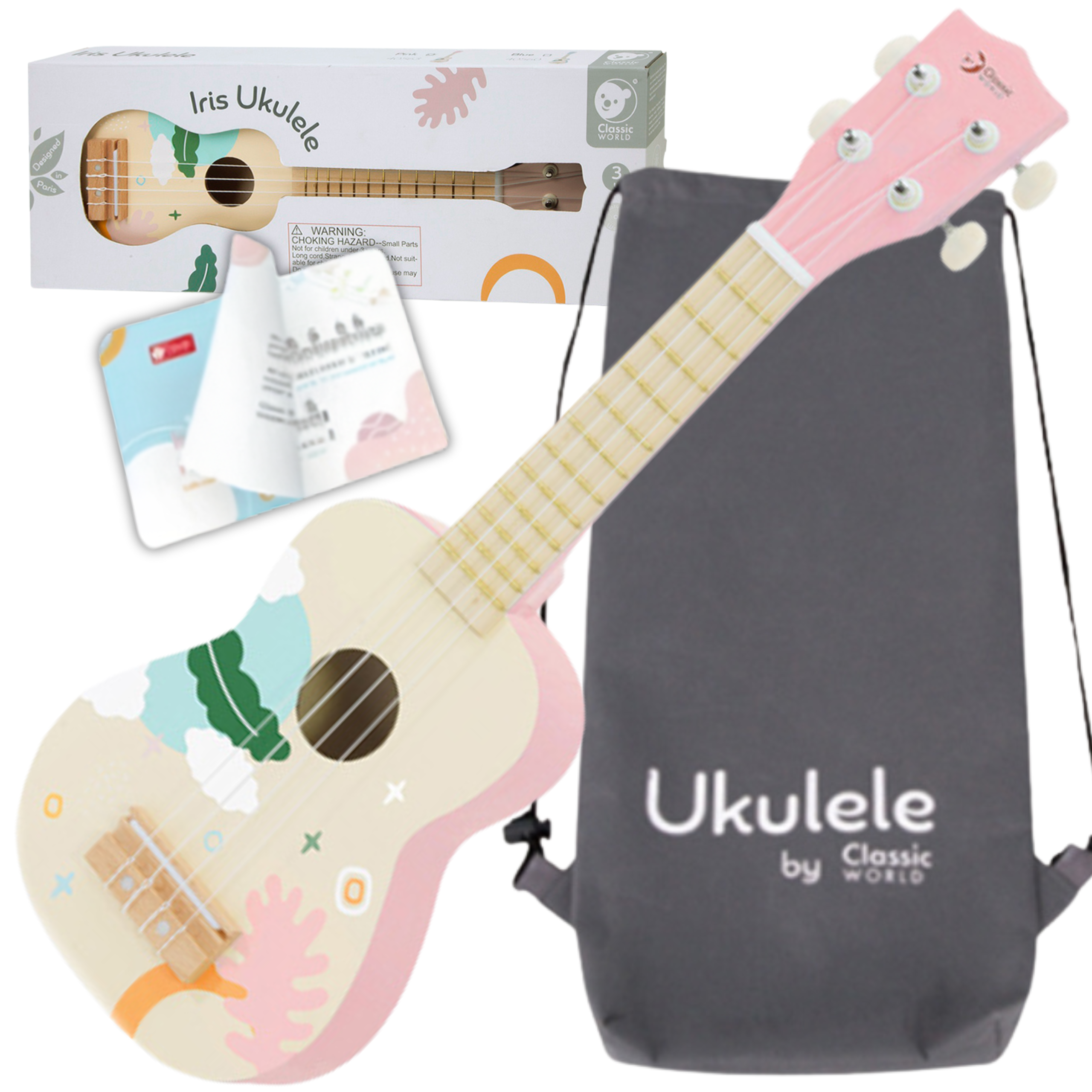 Classic World Wooden Ukulele Guitar For Kids Pink