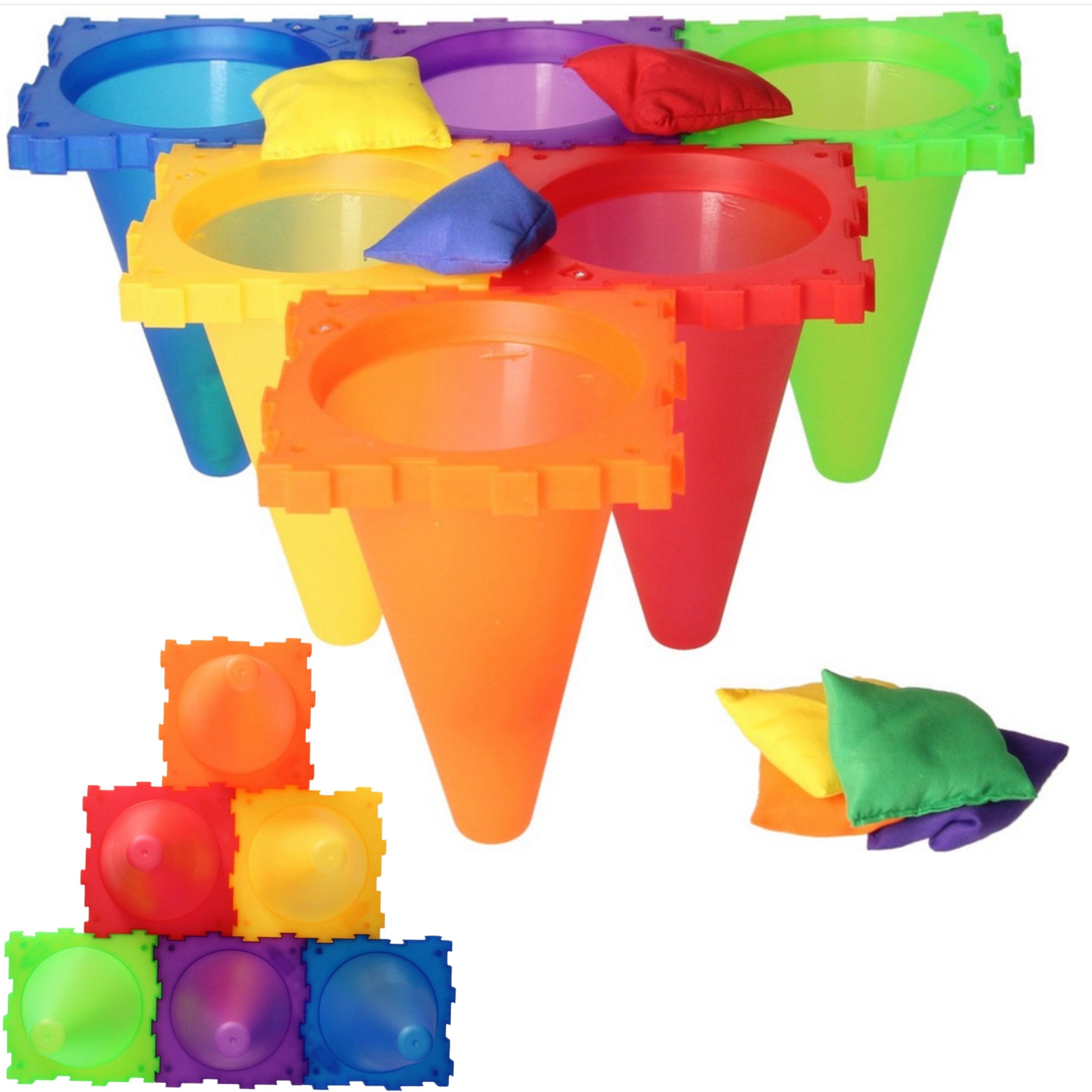 Woopie Garden Game Set 3 In 1 Throw At The Target Cones Hoops Bags 30 Pcs.