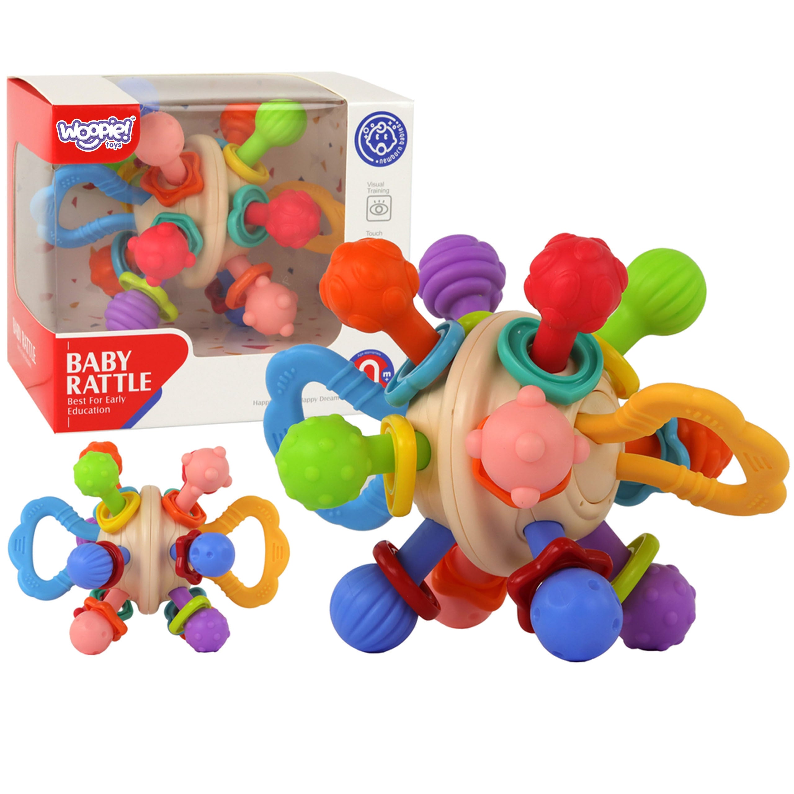 Woopie Babaí Creathadh Bog 2in1 Bréagán Céadfach Teether Do Leanaí 0m+