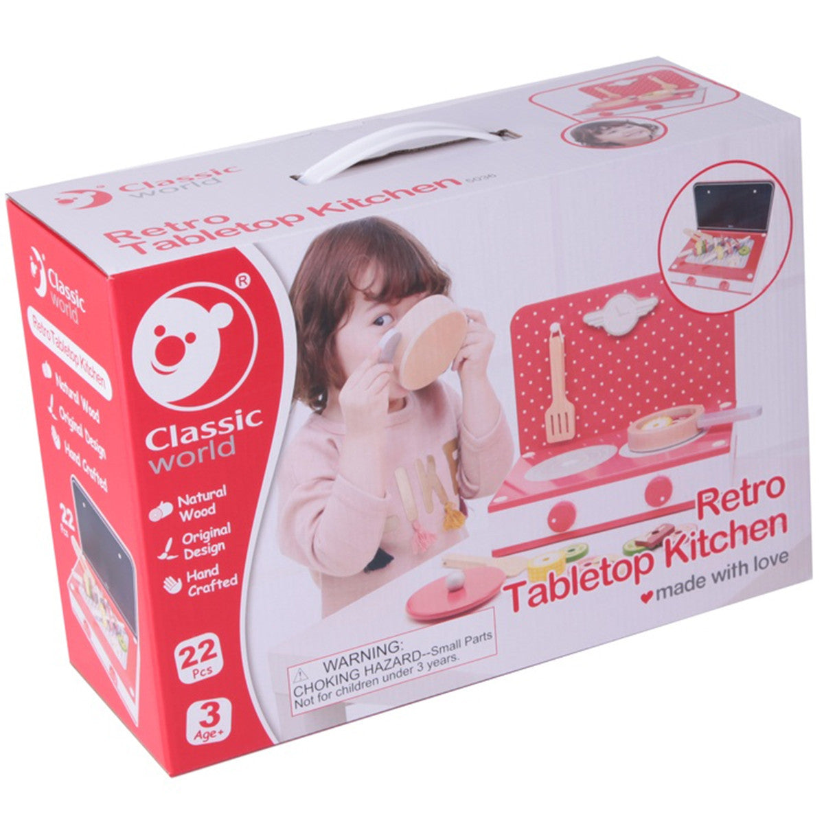 Cuisine en bois Classic World 2 en 1 Grill + Poêle pour enfants 22 Pcs.