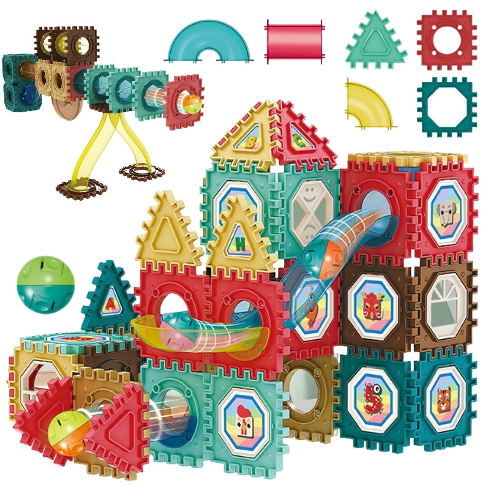 Woopie magnetische constructieblokken 3D-educatieve set kogelbaan 68-delig.