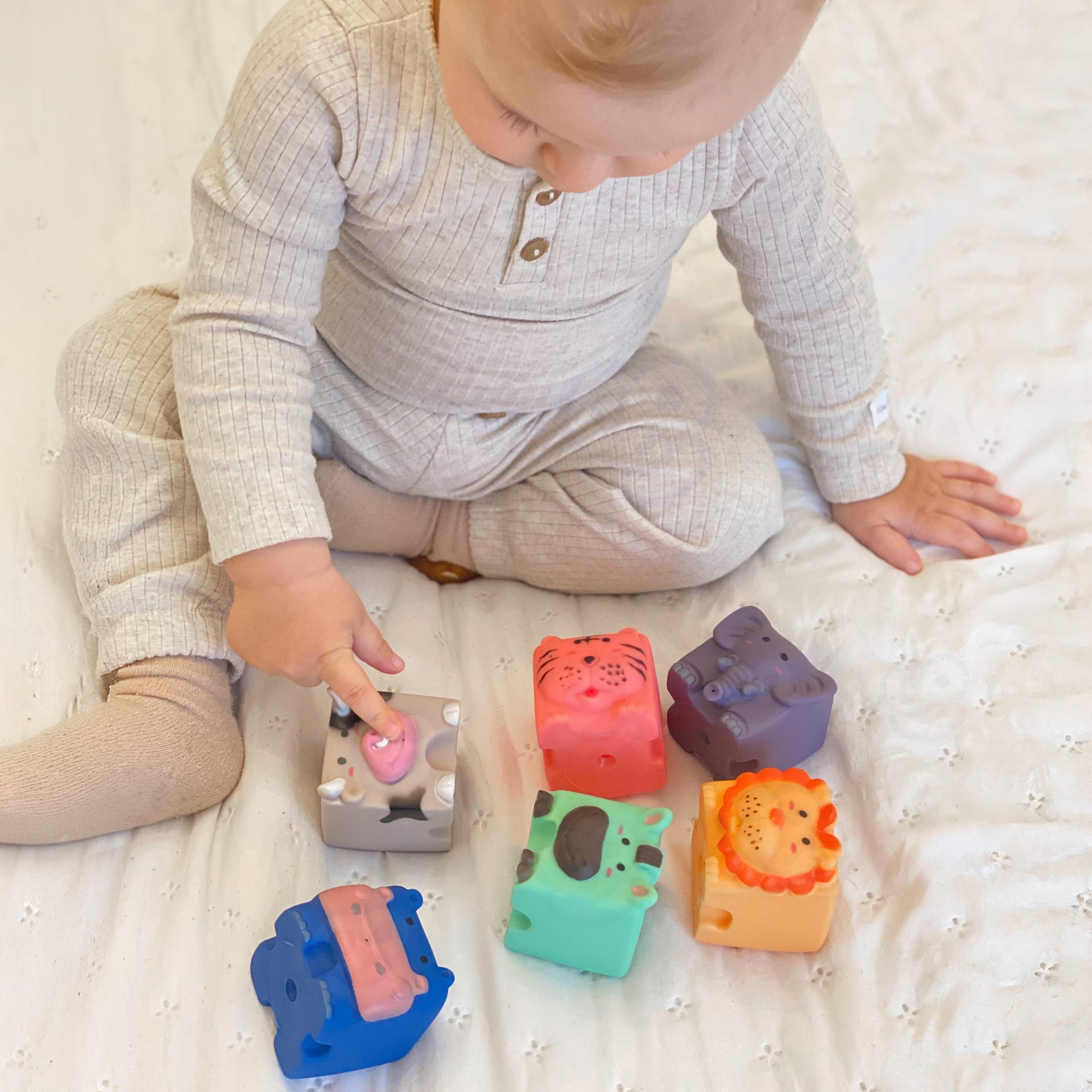 Пъзел Woopie Baby Sensory Blocks Animals Squeeze Puzzle + Sound 6 бр.