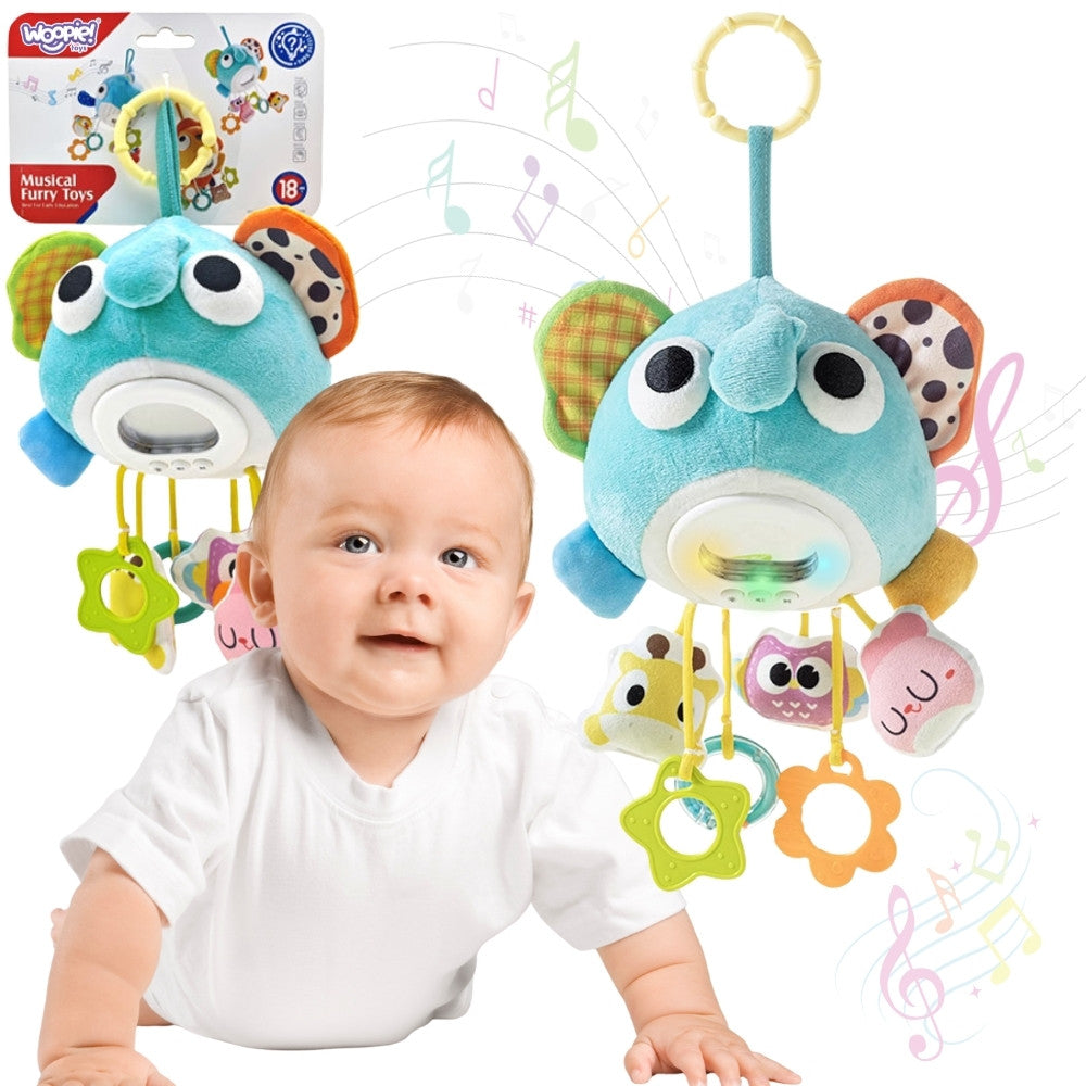 Woopie Baby Plush Elephant Interactive Musical Cuddly Toy With Pendants And Teethers