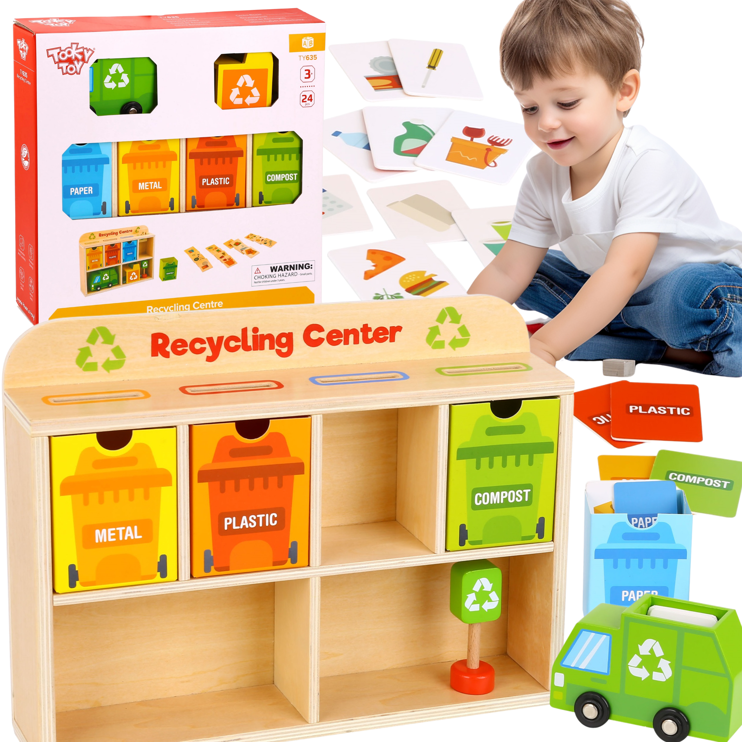 Образователен сортер Tooky Toy Wooden Recycling Center