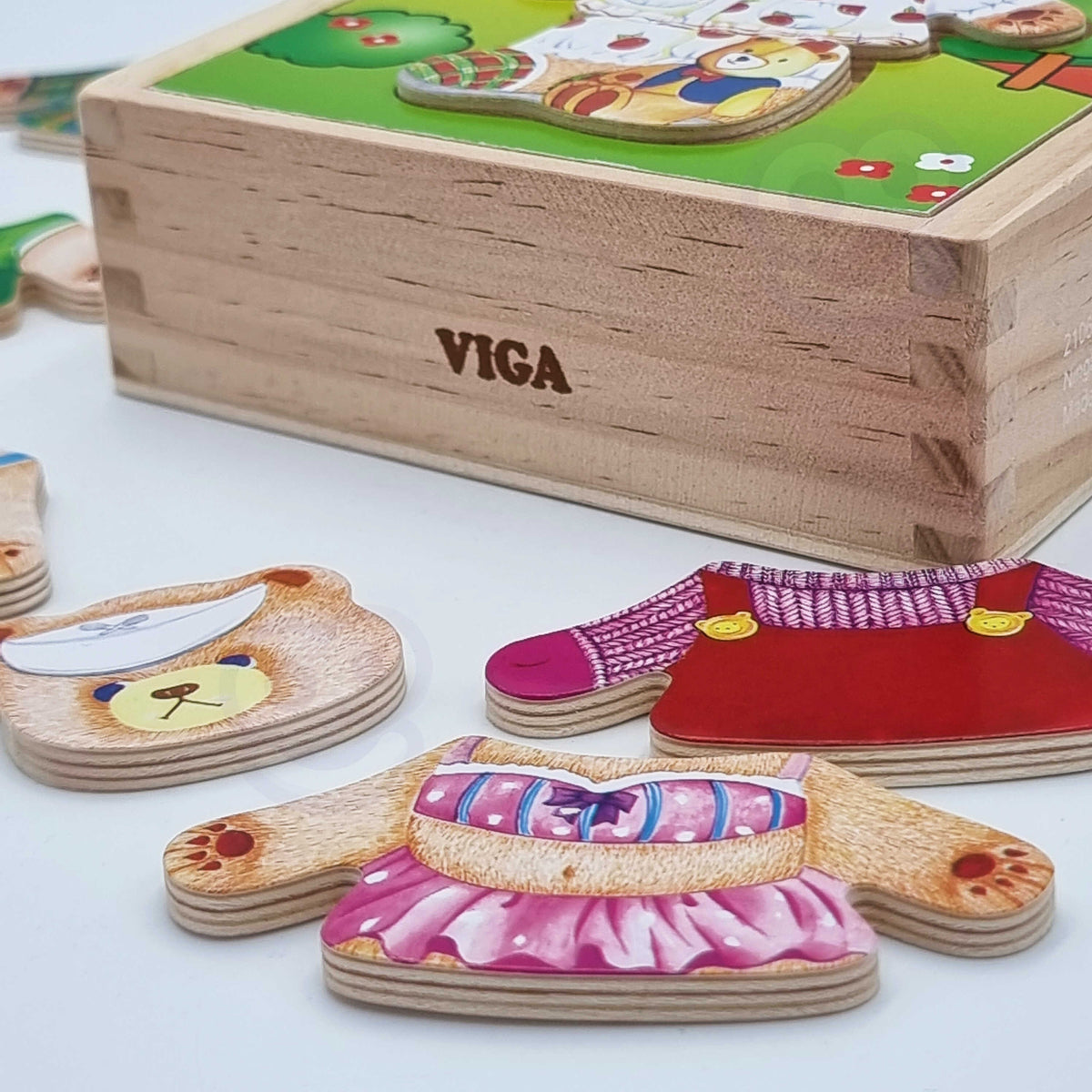 Viga Holz-Logikpuzzle zum Anziehen, Teddybär-Mädchen