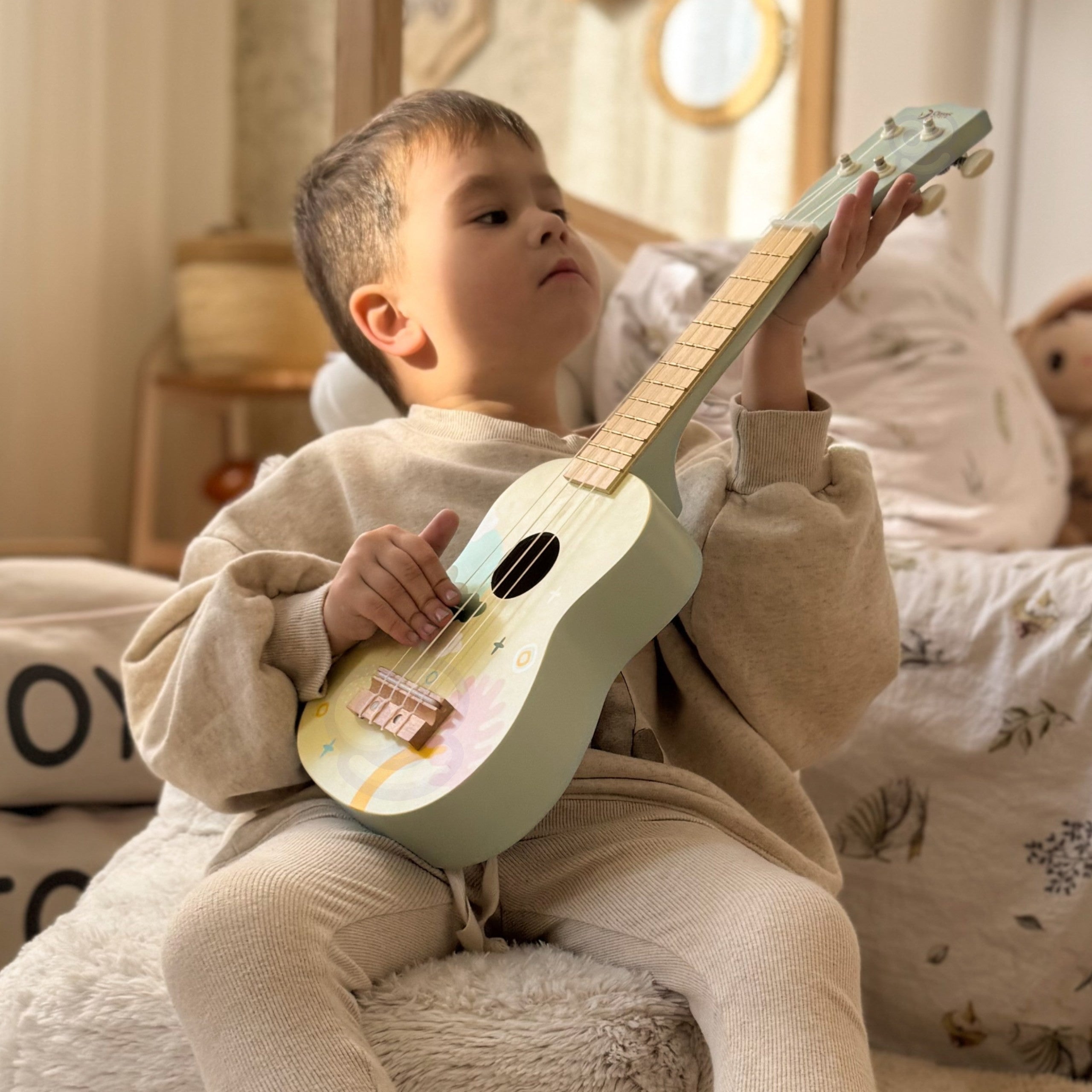 Класическа световна дървена китара Ukulele за деца, синя