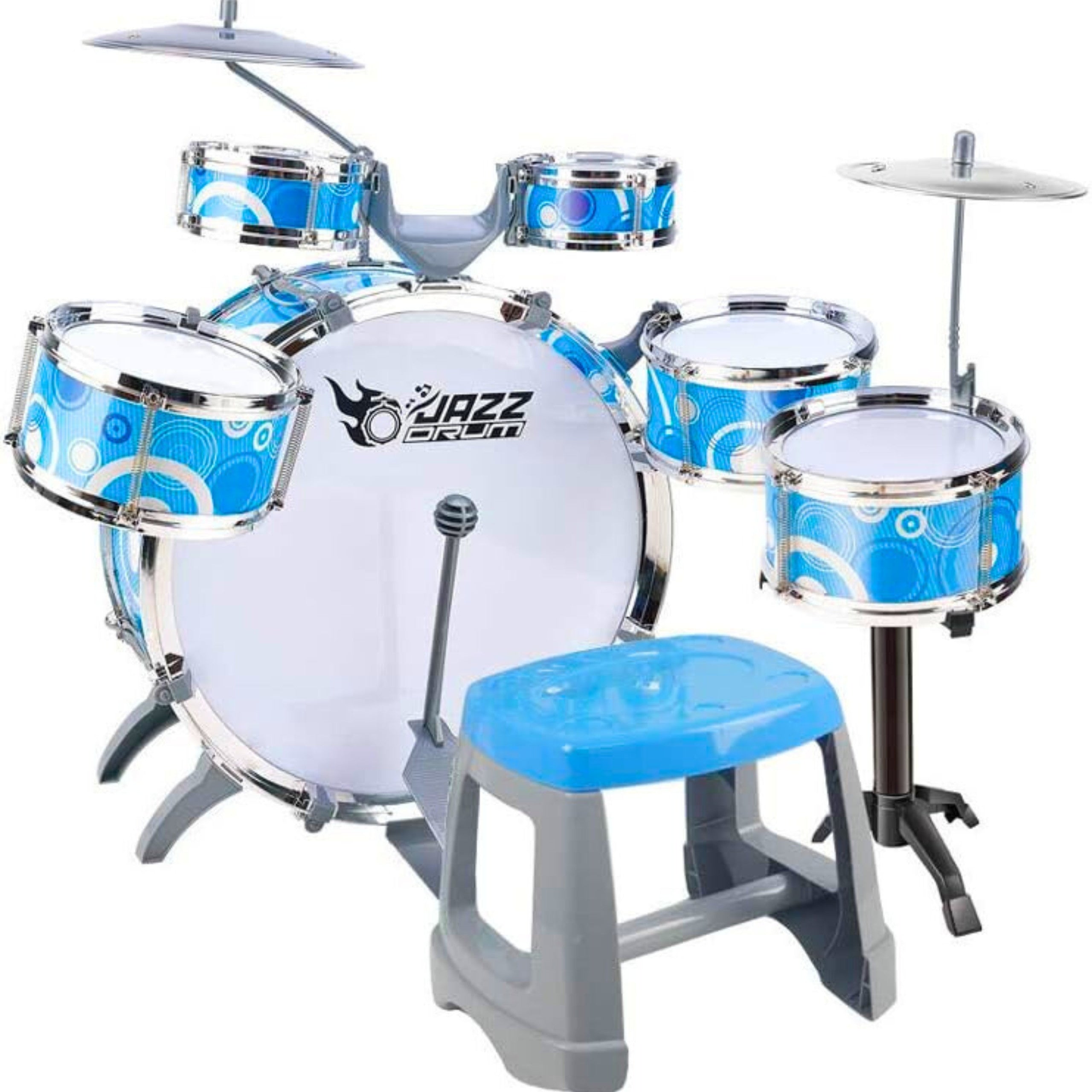 Woopie Educational Percussion For Children 6 Drums 2 Cymbals + Stool
