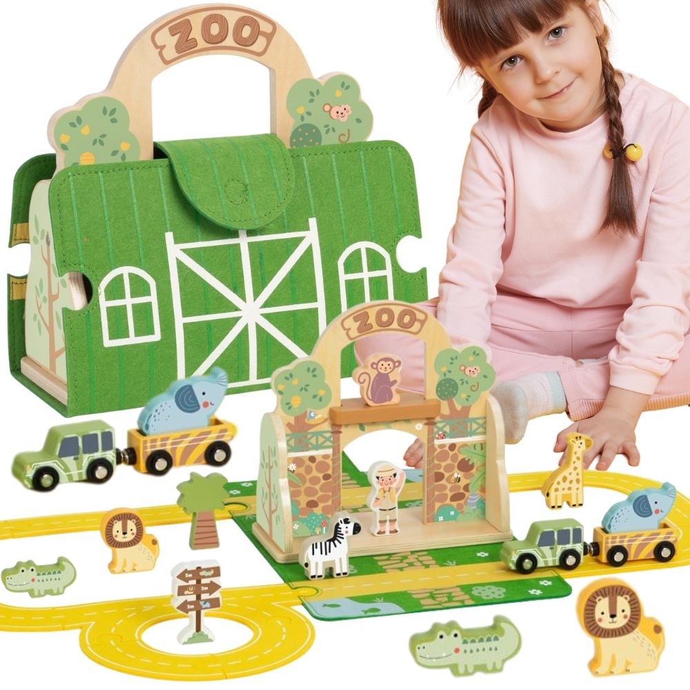 Комплект преносима чанта за животни Tooky Toy Mini Zoo
