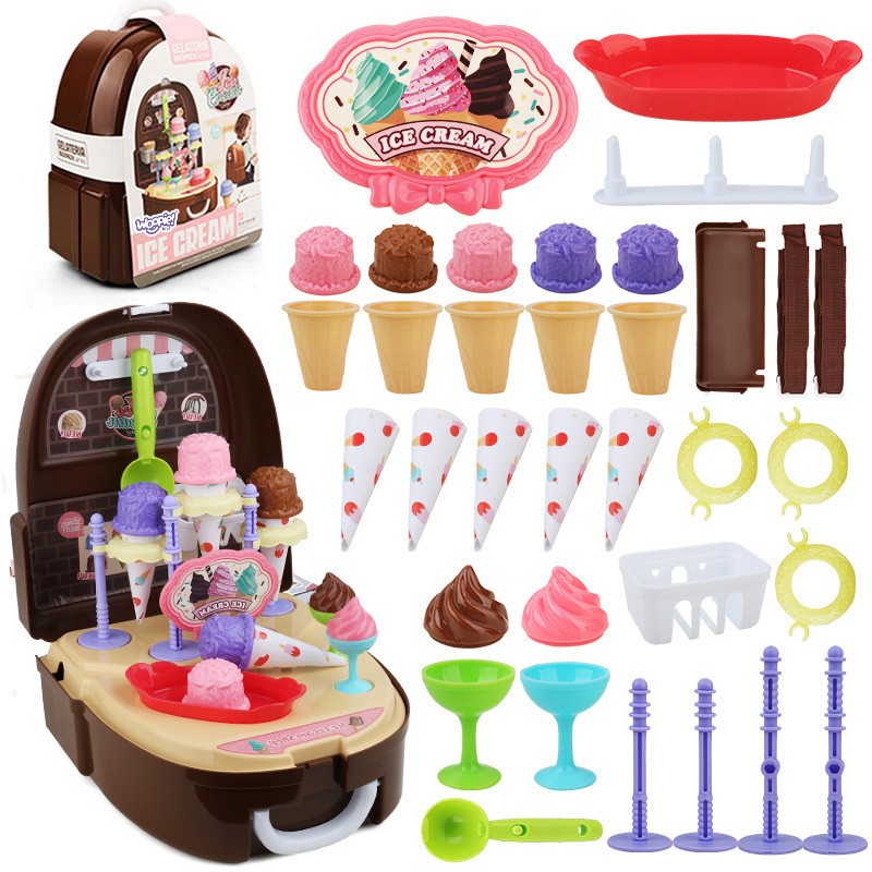 Woopie Ice Cream Shop Play Set Cocina En Mochila 36 Piezas.