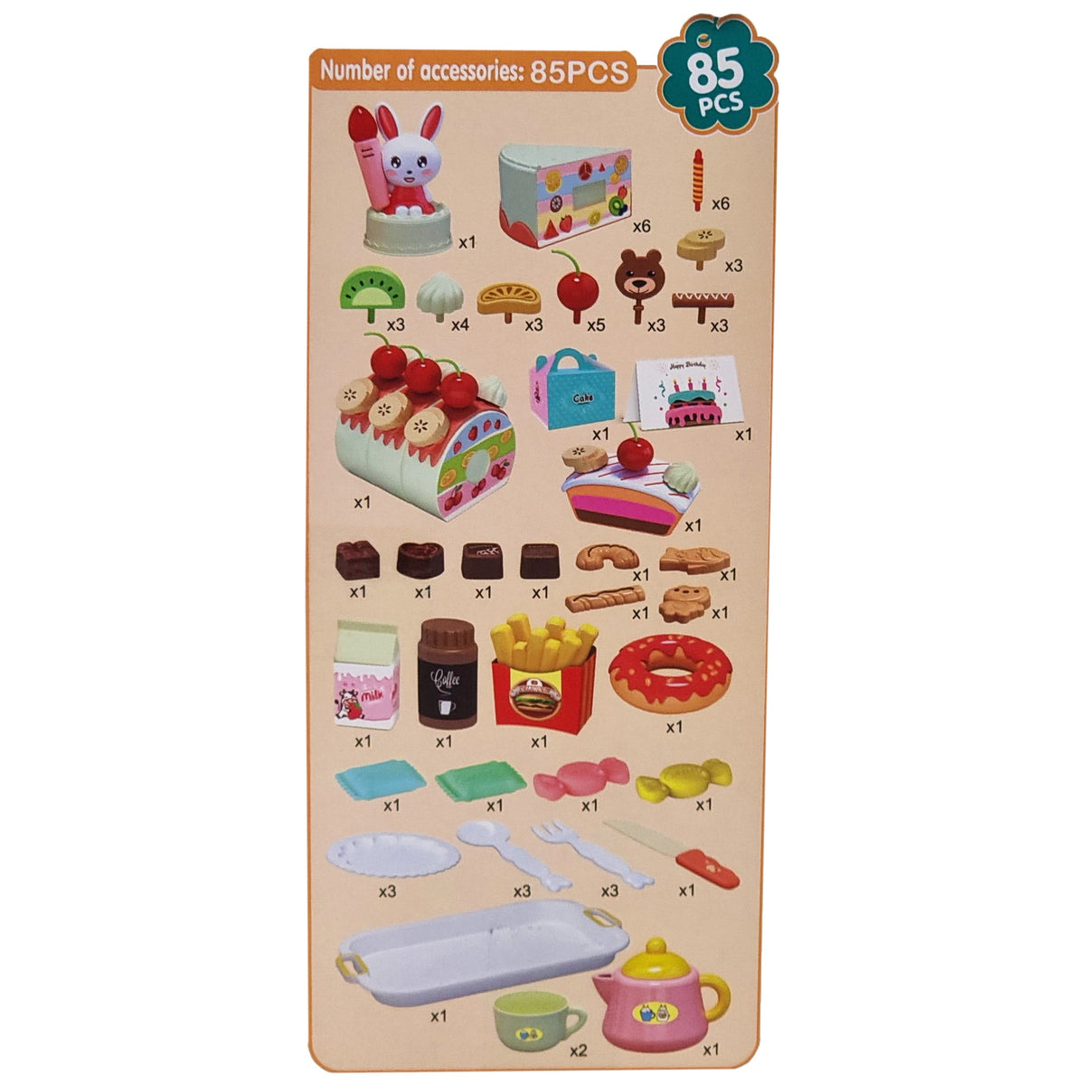 Woopie Confectionery Tarta De Cumpleaños Para Cortar + Juego De Té 85 Uds.