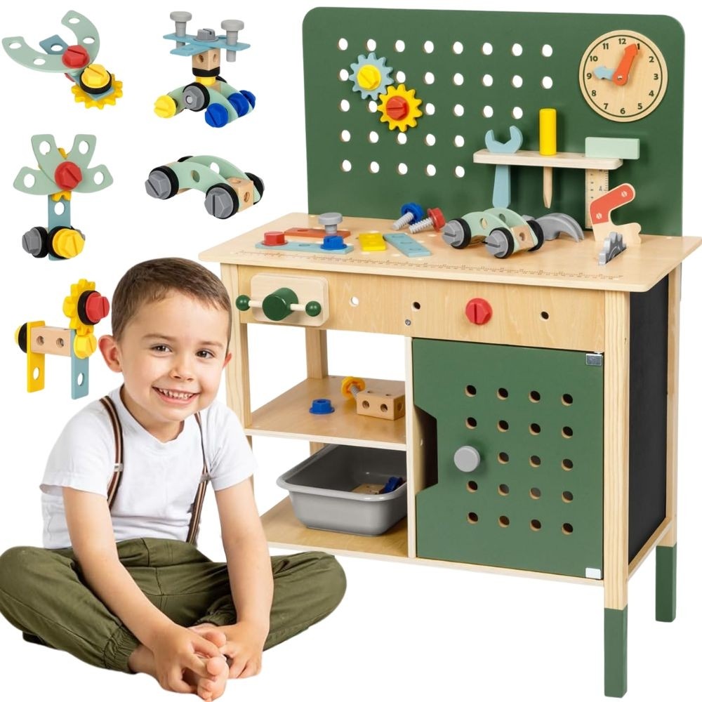 Woopie Green Wooden Stem Workshop Tool Kit